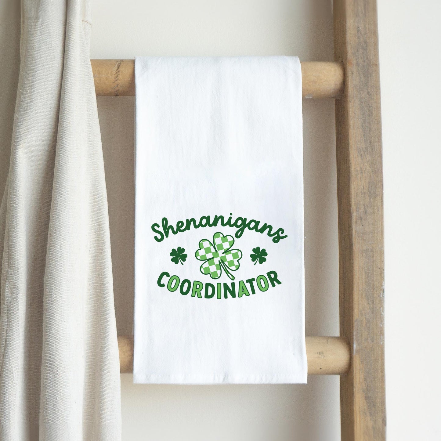 Cotton Tea Towel White-St. Patrick's Day Shenanigans Coordinator -2