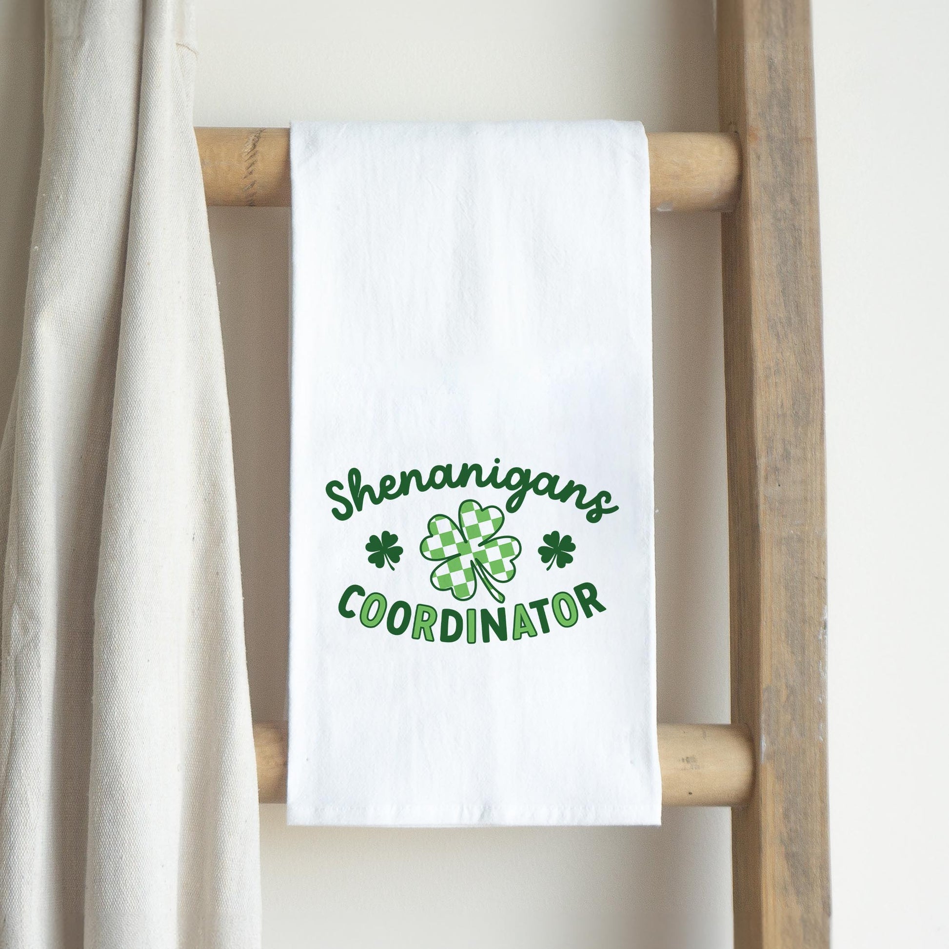 Cotton Tea Towel White-St. Patrick's Day Shenanigans Coordinator -2