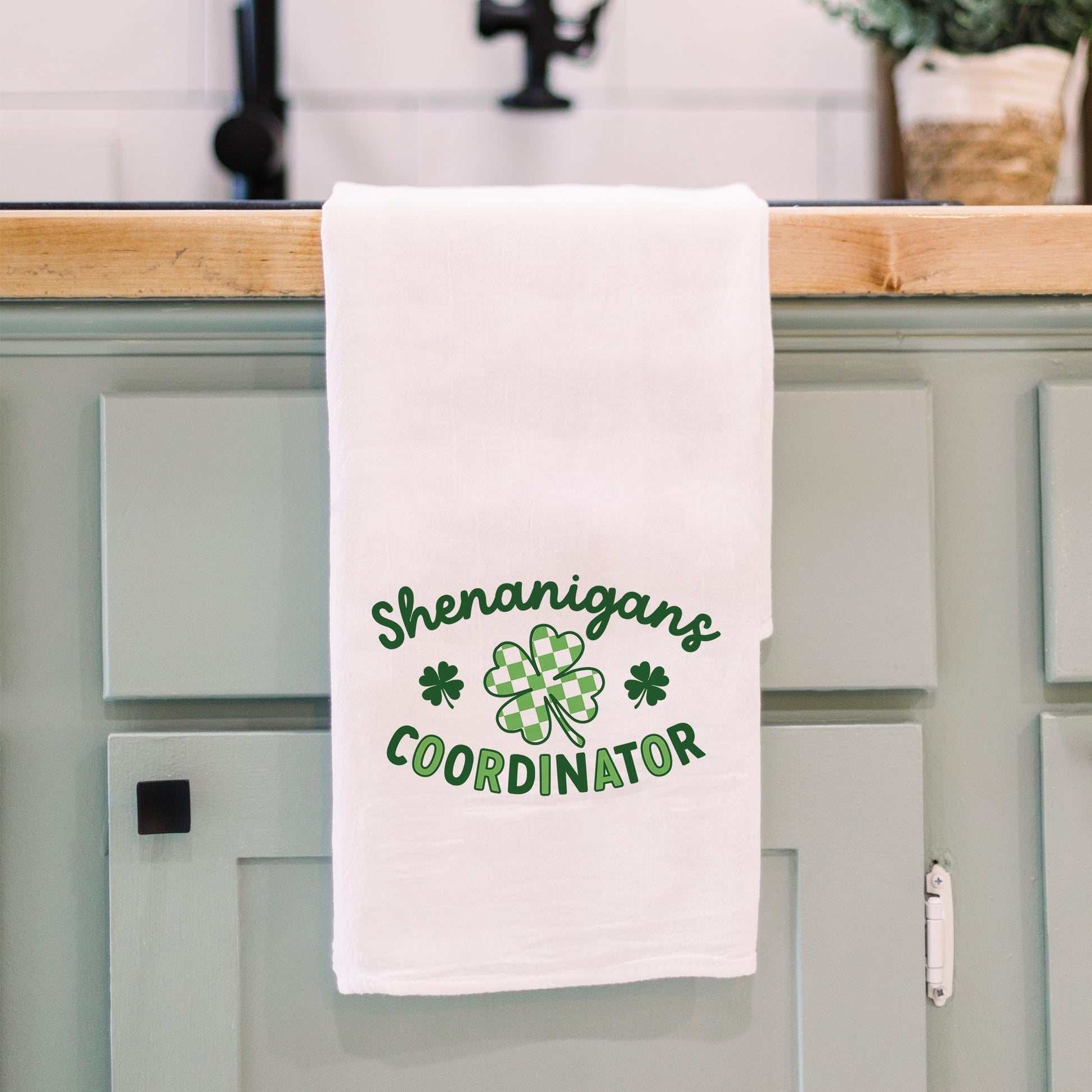 Cotton Tea Towel White-St. Patrick's Day Shenanigans Coordinator -3