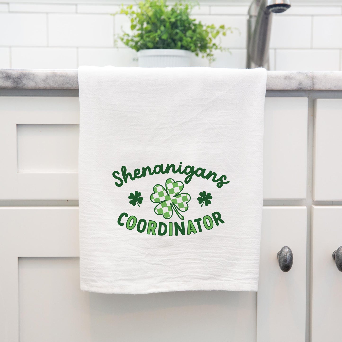 Cotton Tea Towel White-St. Patrick's Day Shenanigans Coordinator -4