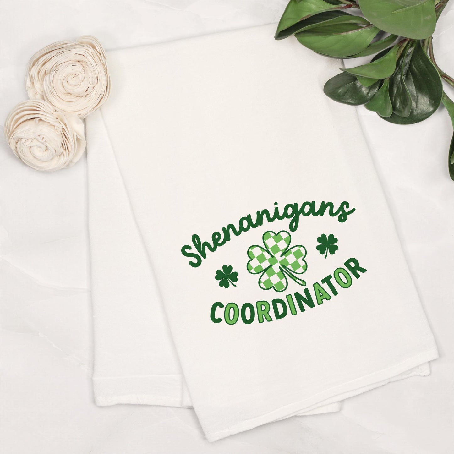 Cotton Tea Towel White-St. Patrick's Day Shenanigans Coordinator -6