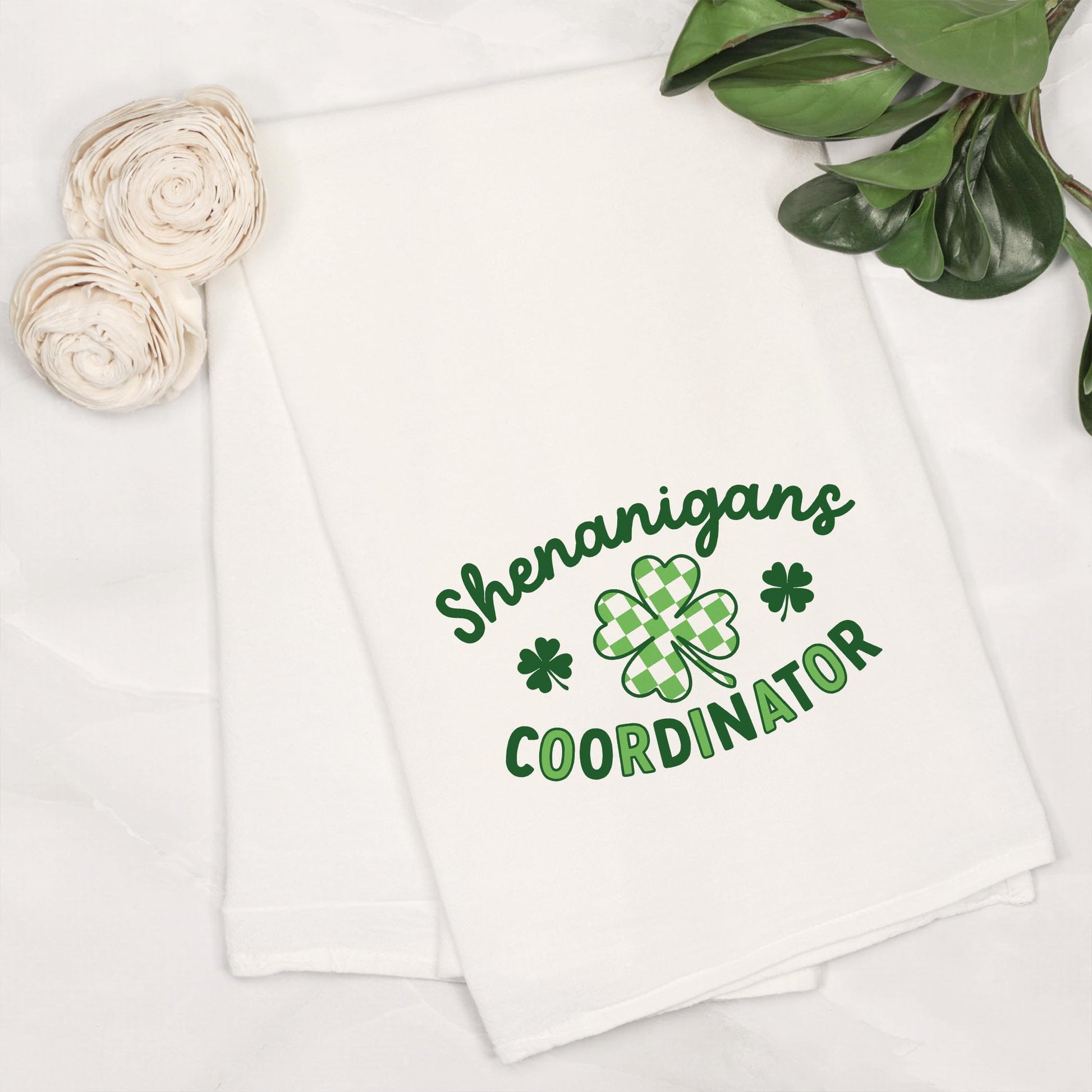 Cotton Tea Towel White-St. Patrick's Day Shenanigans Coordinator -6