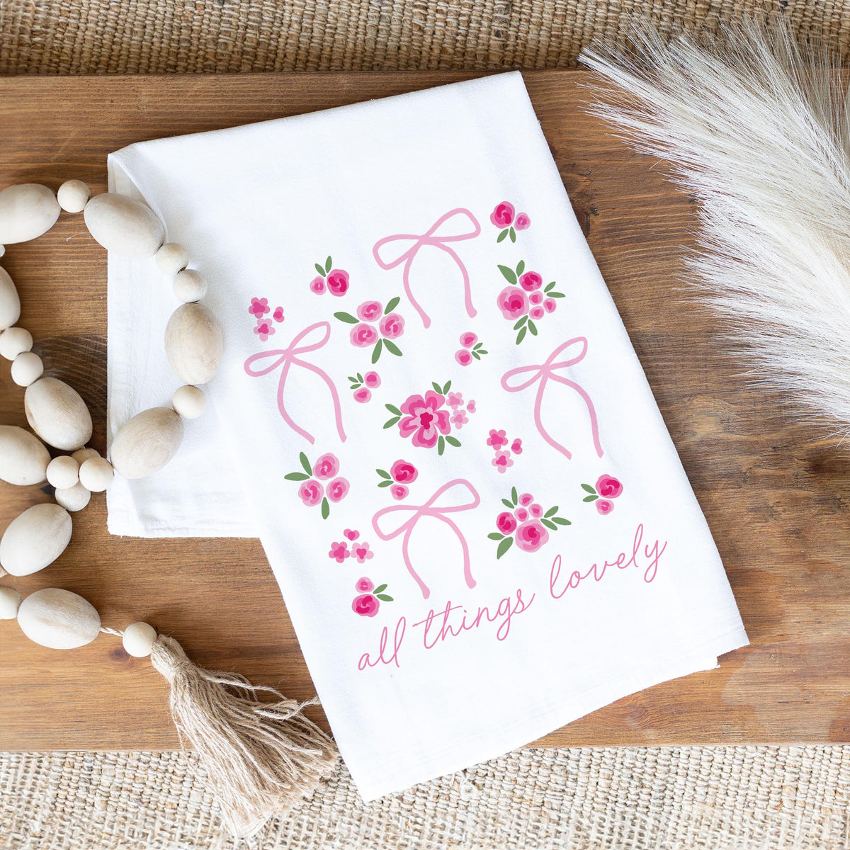 Cotton Tea Towel White-All Things Lovely -1