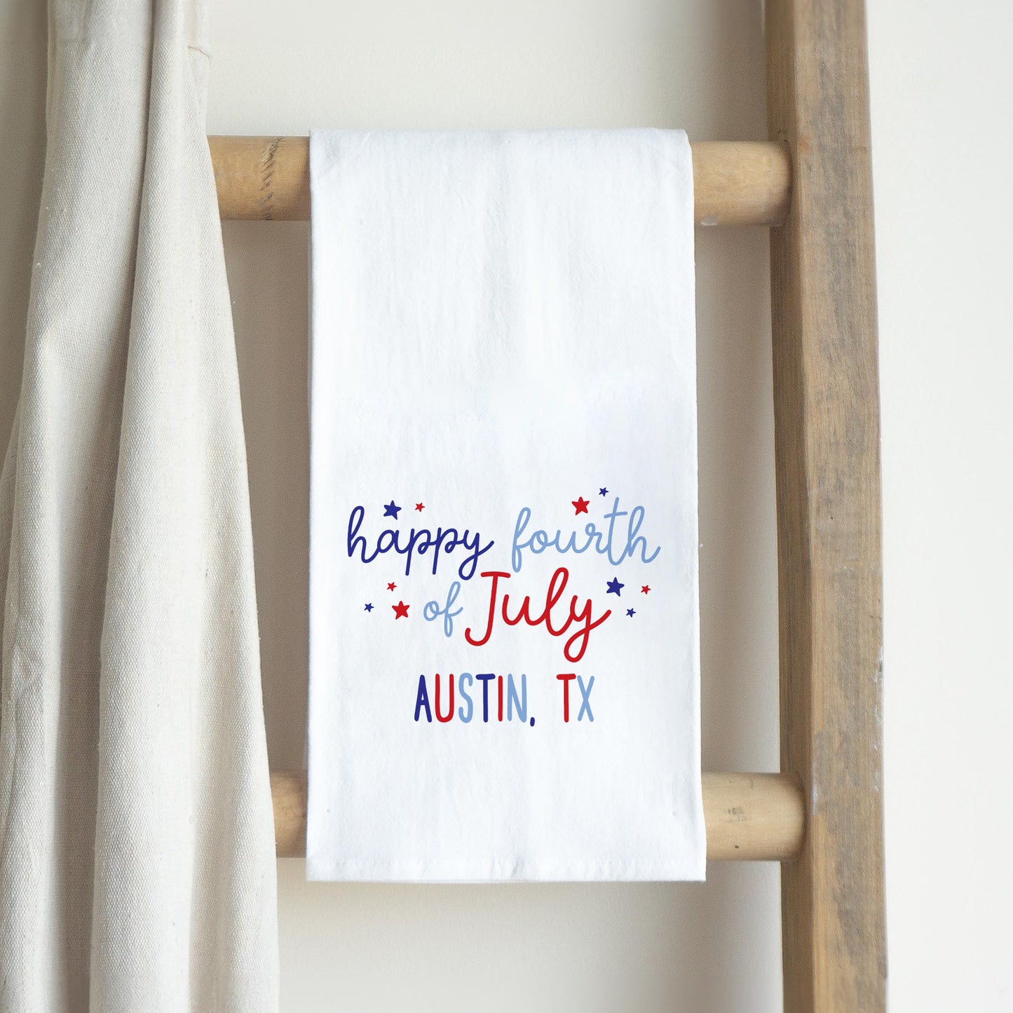Cotton Tea Towel White-Love+Local 4th of July 250th Anniversary -2