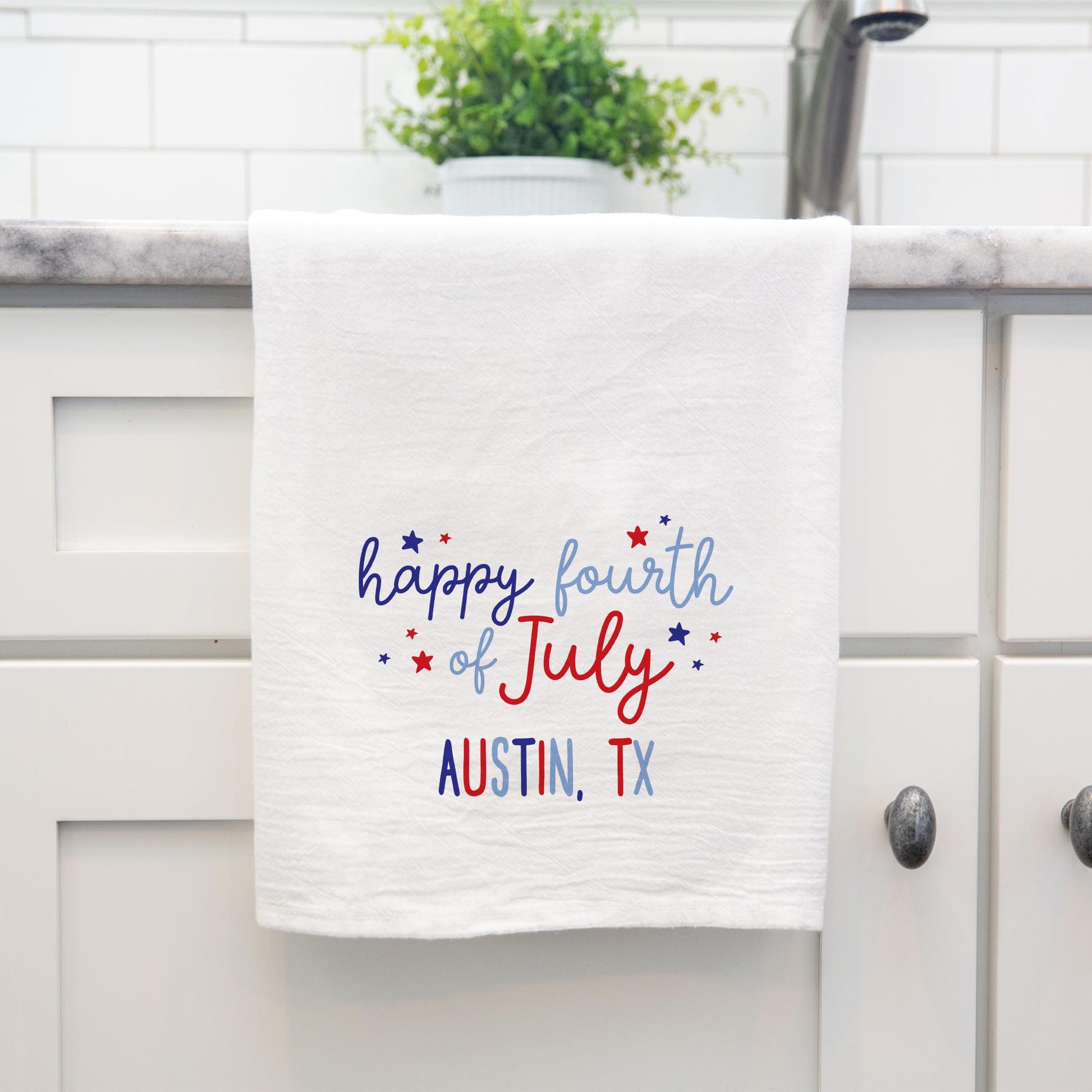 Cotton Tea Towel White-Love+Local 4th of July 250th Anniversary -3