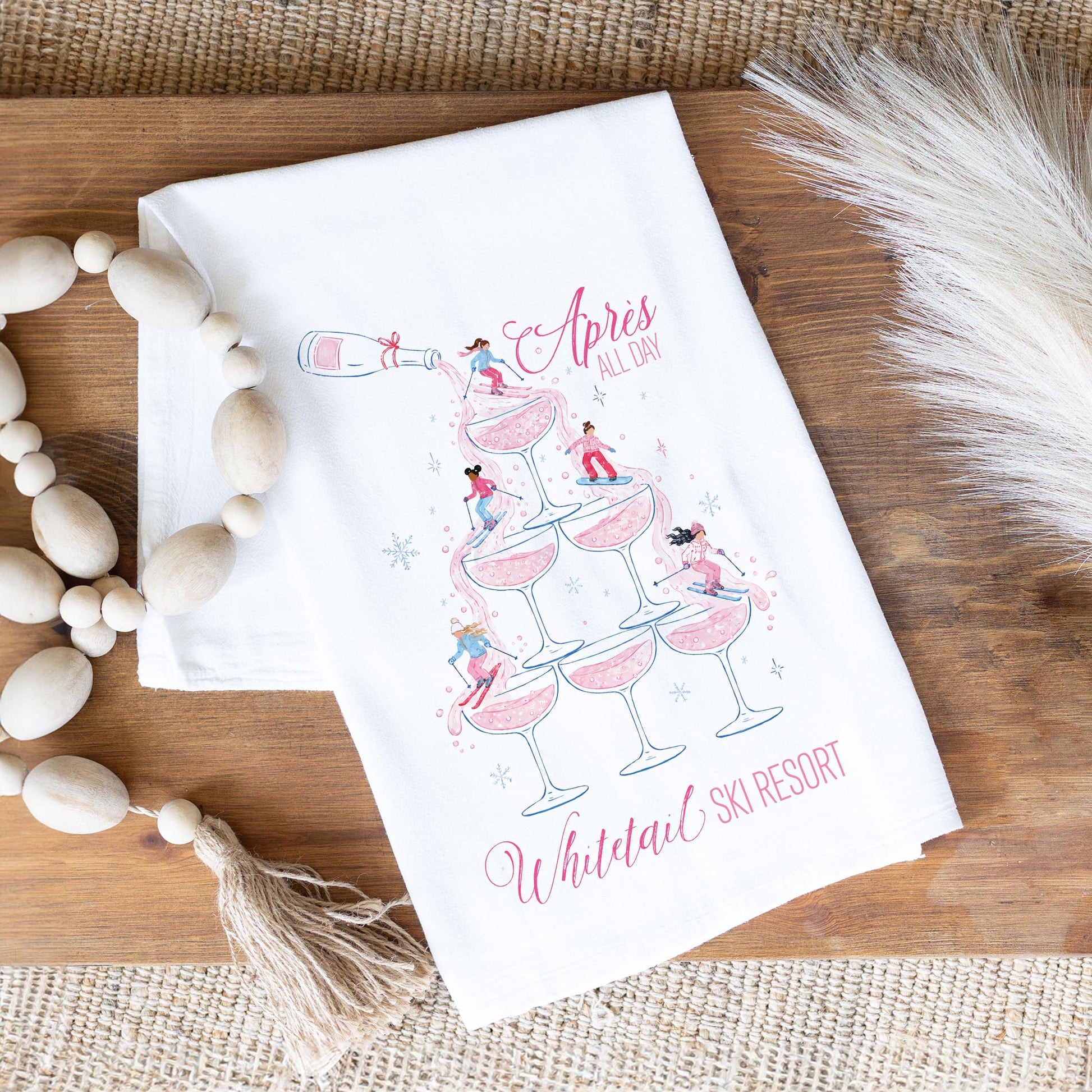 Cotton Tea Towel White-Love+Local Après Ski All Day -1