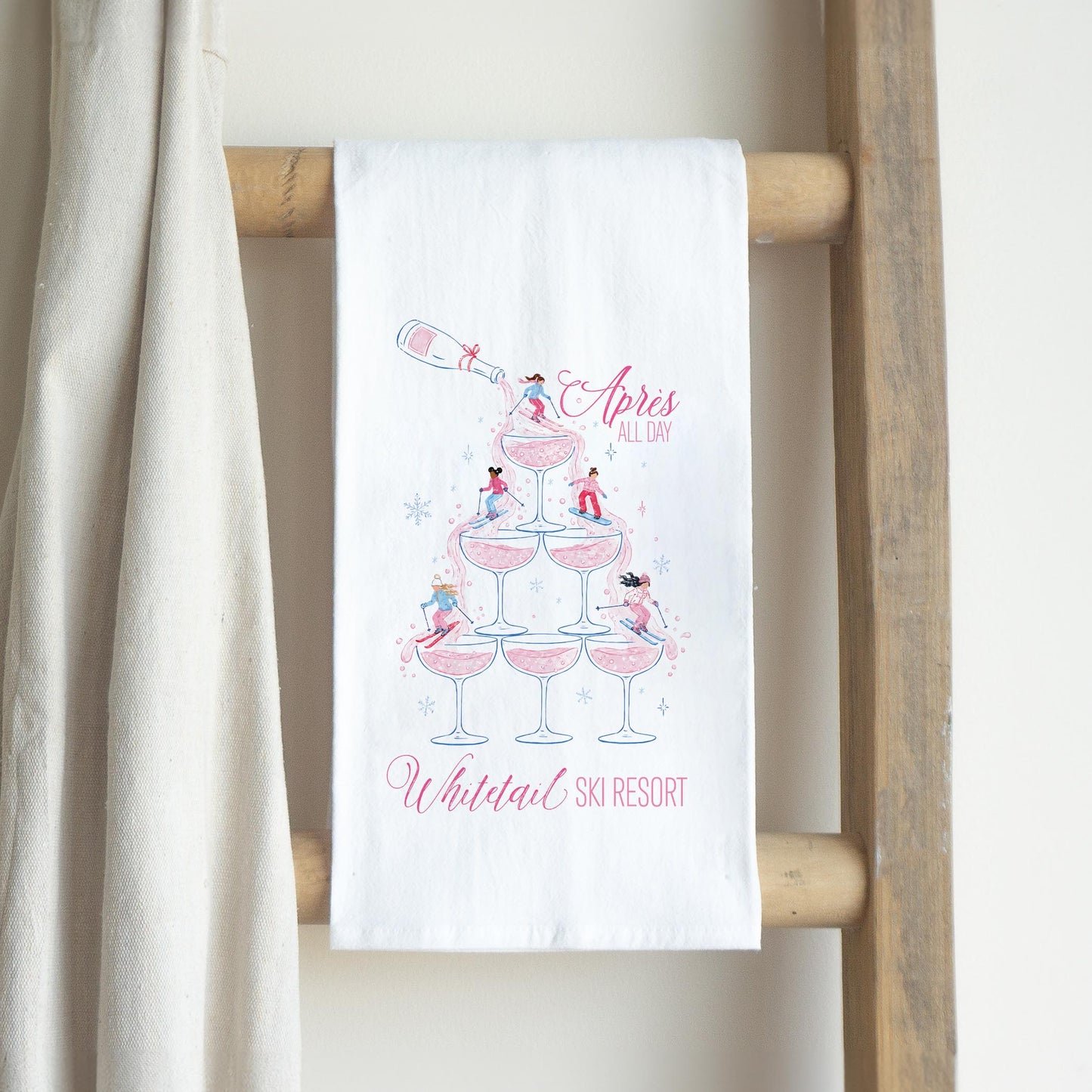 Cotton Tea Towel White-Love+Local Après Ski All Day -2