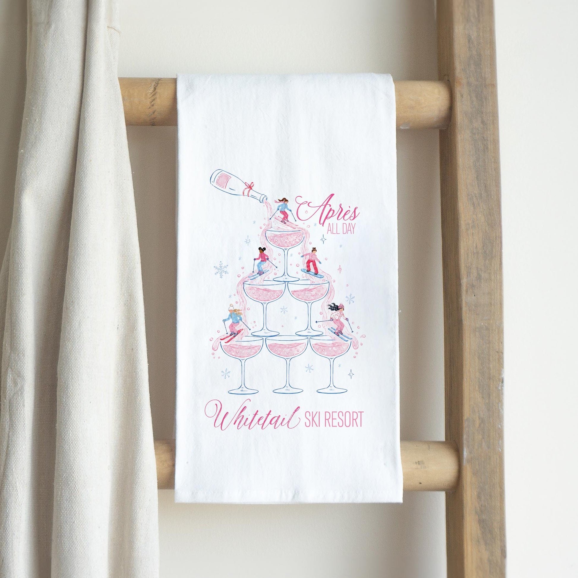 Cotton Tea Towel White-Love+Local Après Ski All Day -2