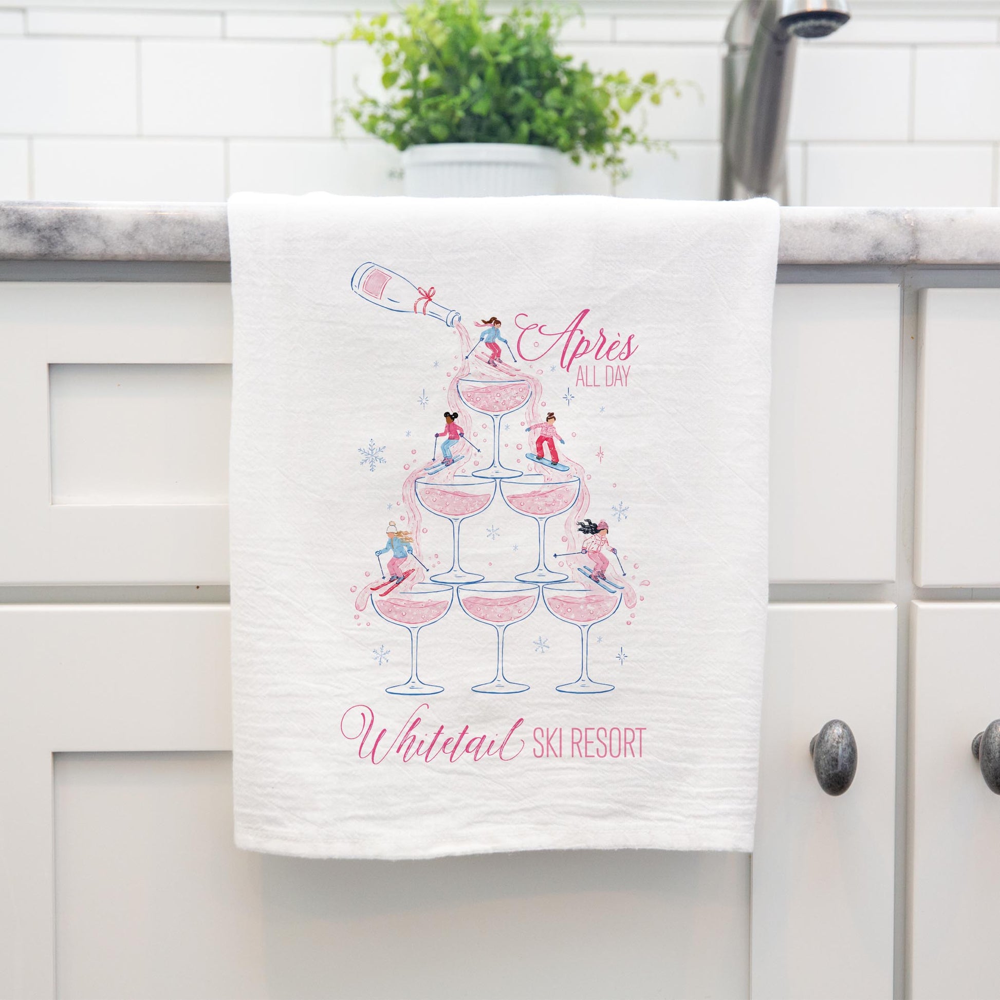 Cotton Tea Towel White-Love+Local Après Ski All Day -3