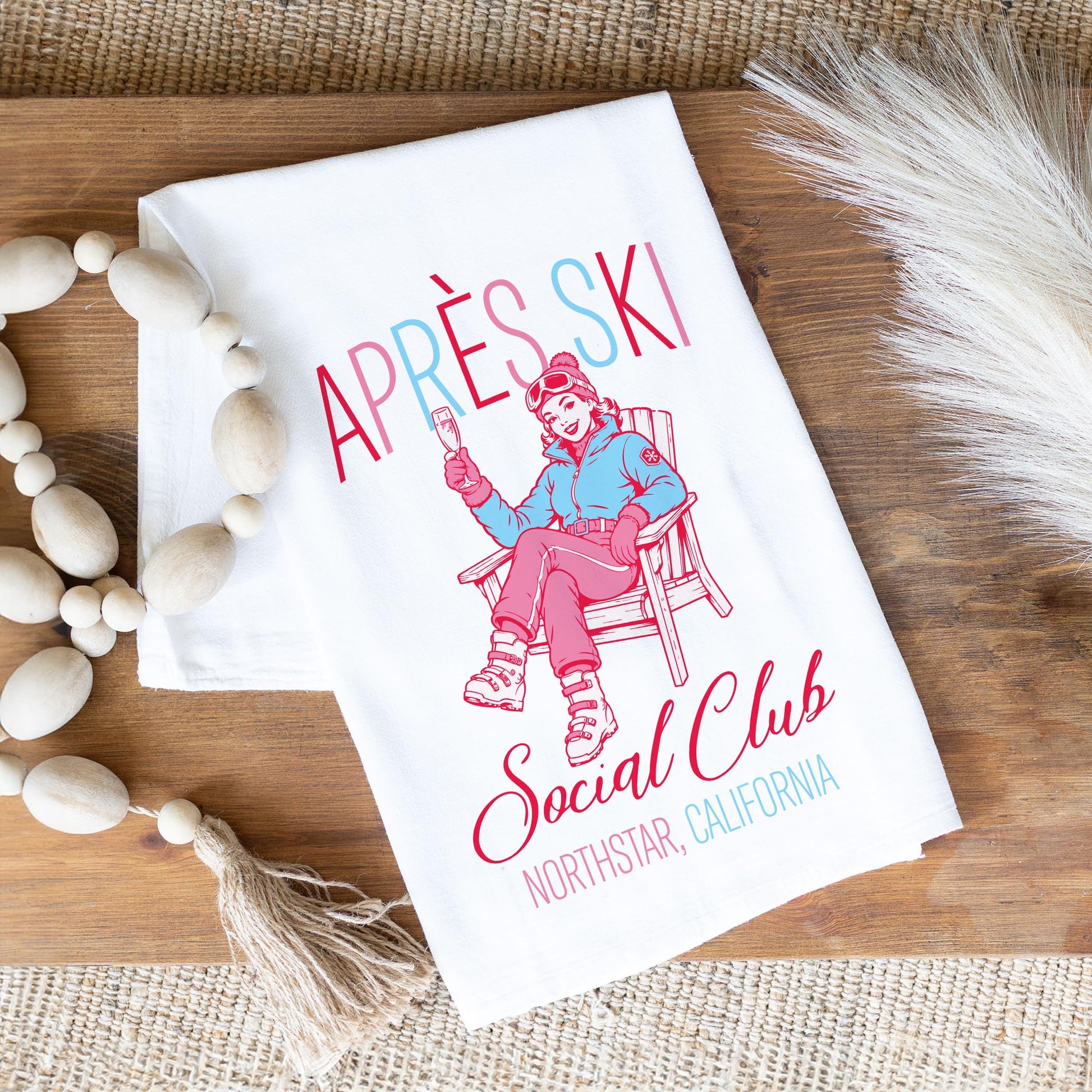 Cotton Tea Towel White-Love+Local Après Ski Social Club -1