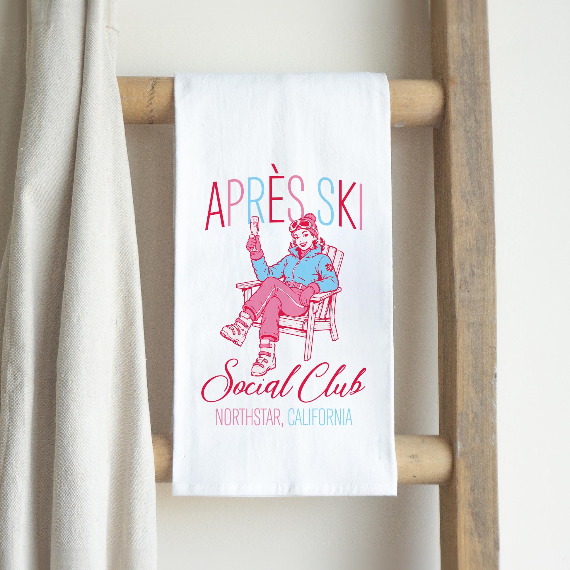 Cotton Tea Towel White-Love+Local Après Ski Social Club -2