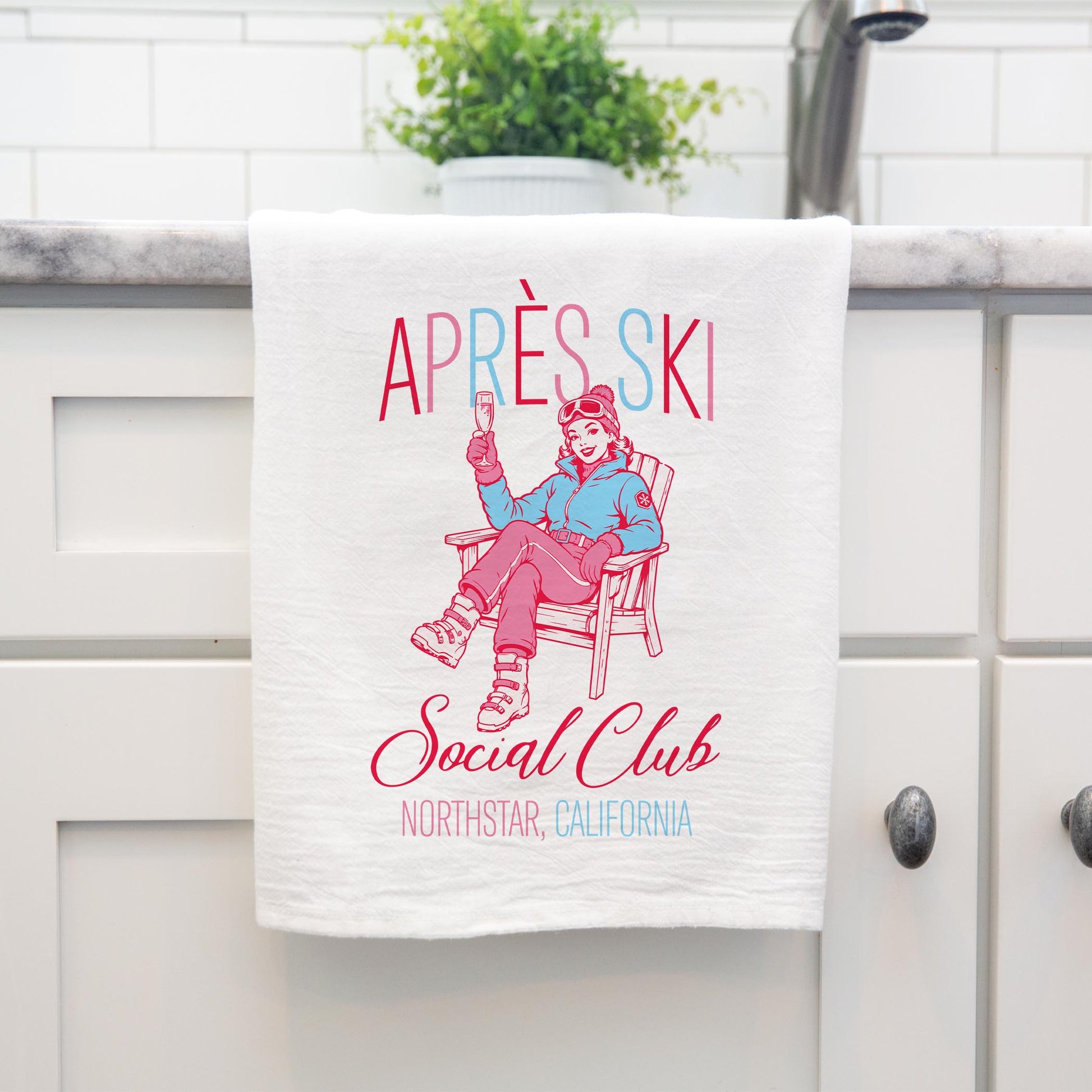 Cotton Tea Towel White-Love+Local Après Ski Social Club -3