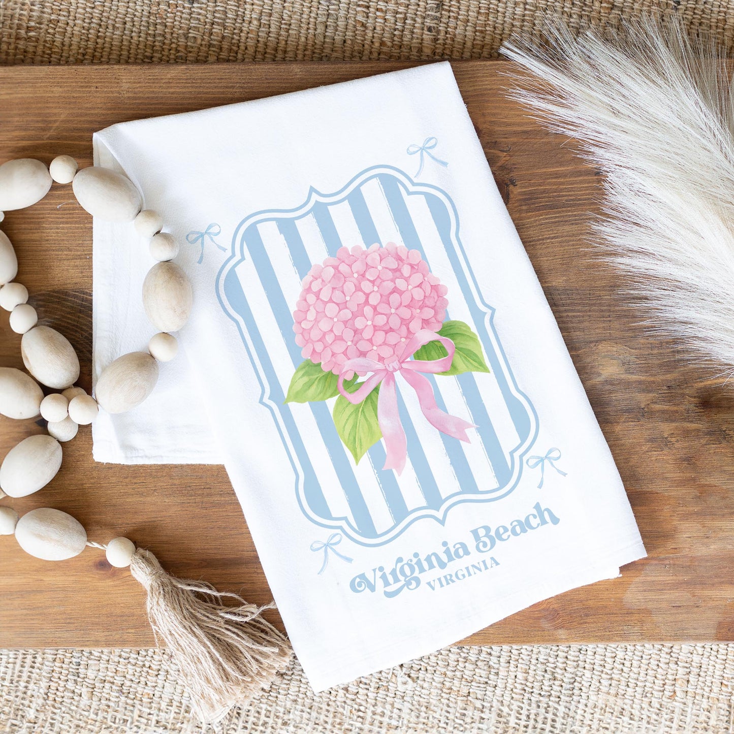 Cotton Tea Towel White-Love+Local Hydrangea Cottage -1