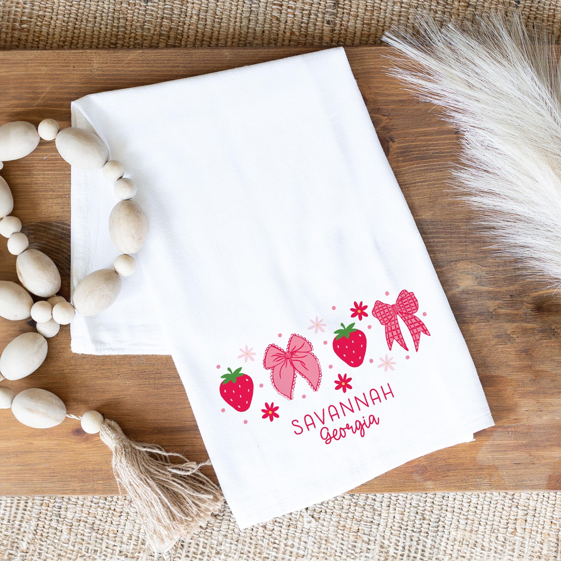 Cotton Tea Towel White-Love+Local Strawberry Parlor -1