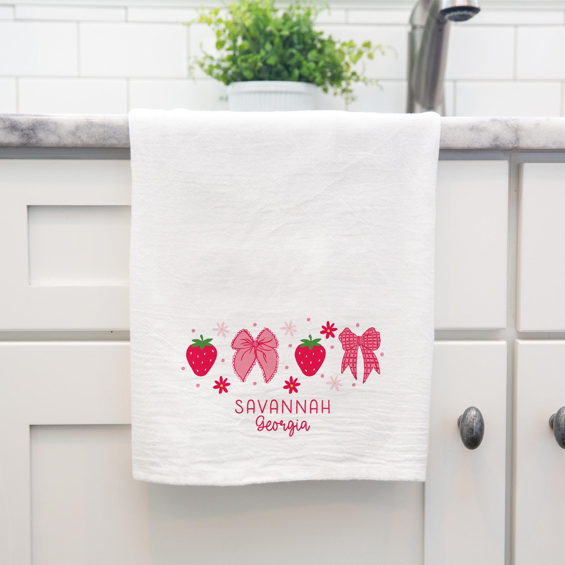 Cotton Tea Towel White-Love+Local Strawberry Parlor -3