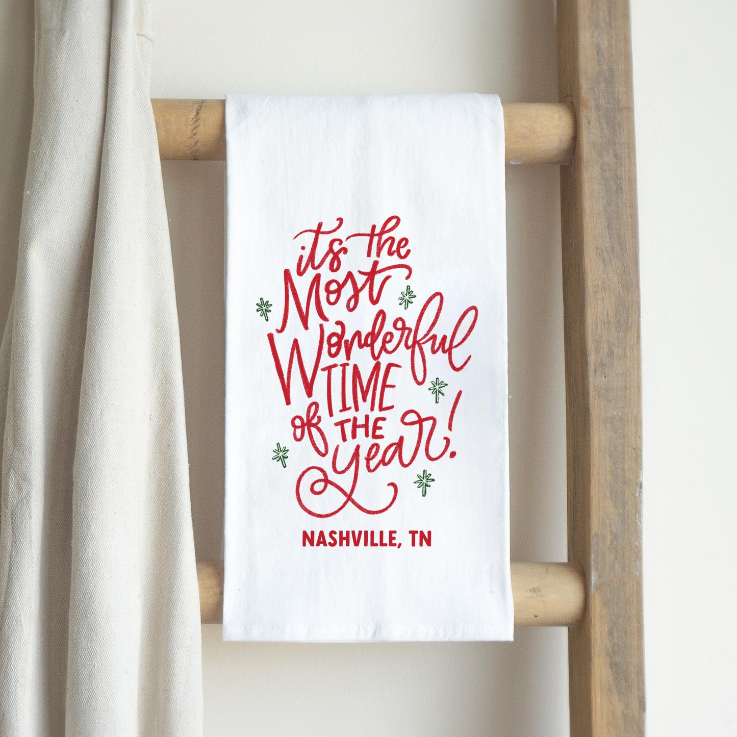 Cotton Tea Towel White-Love+Local Make It Merry -2
