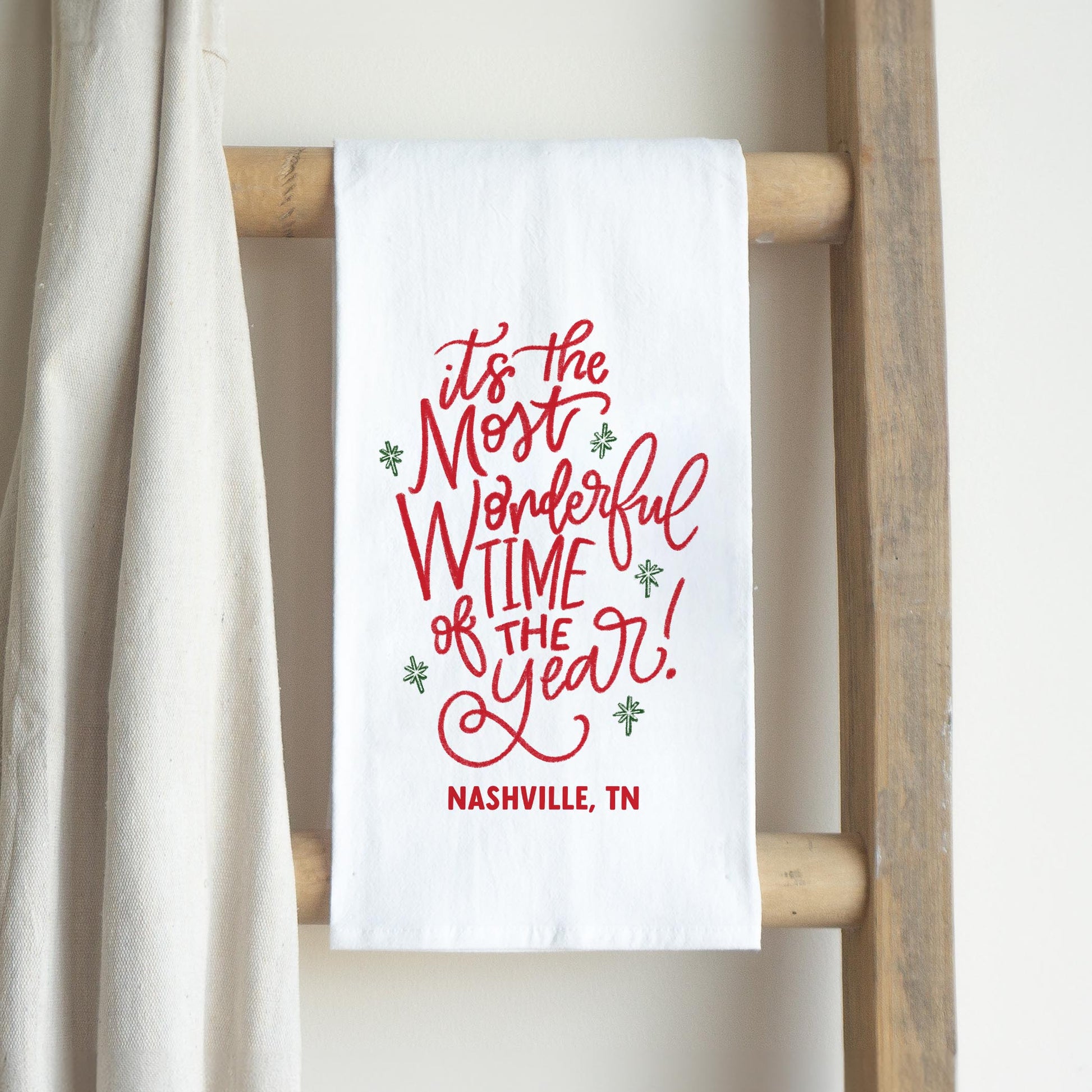 Cotton Tea Towel White-Love+Local Make It Merry -2