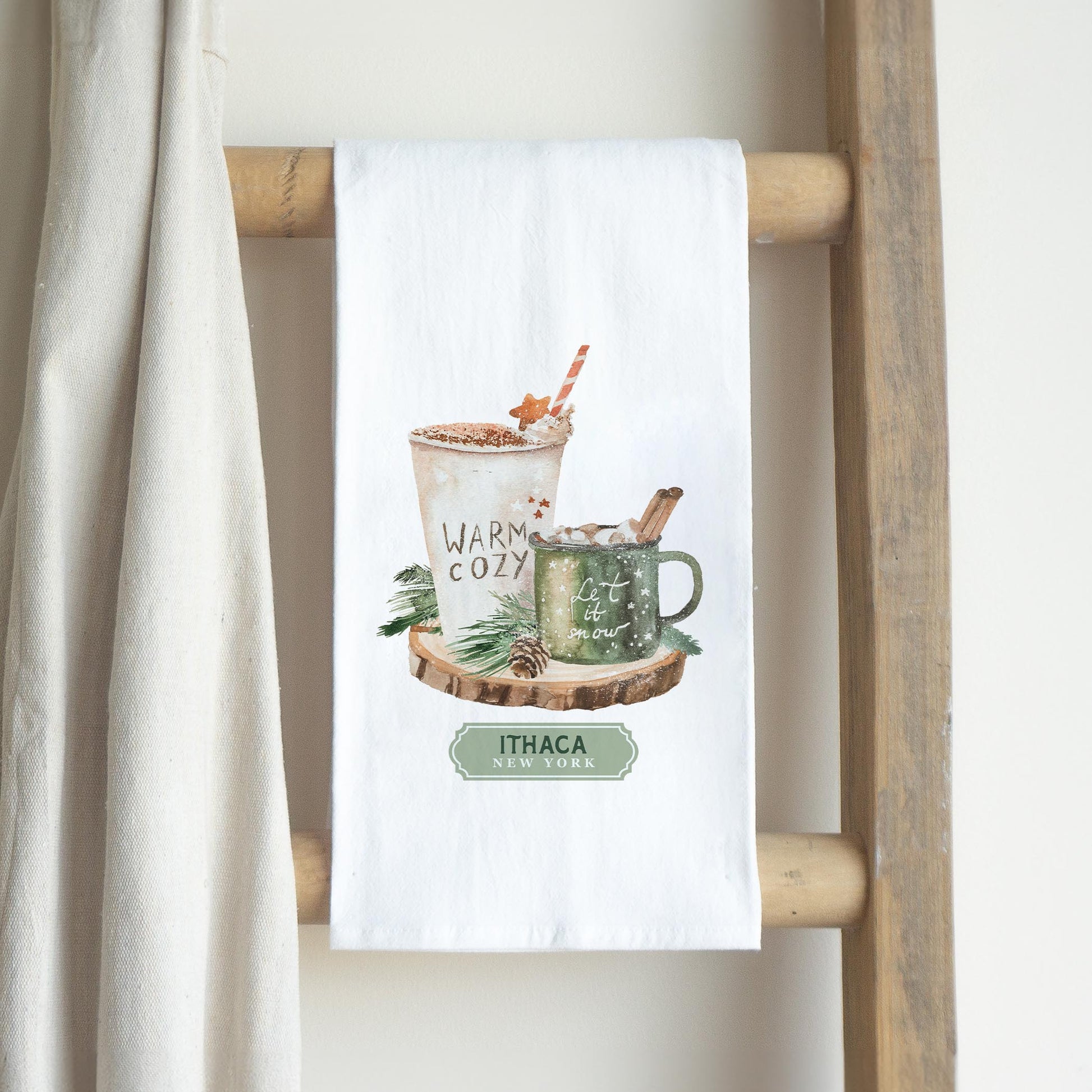 Cotton Tea Towel White-Love+Local Woodland -2
