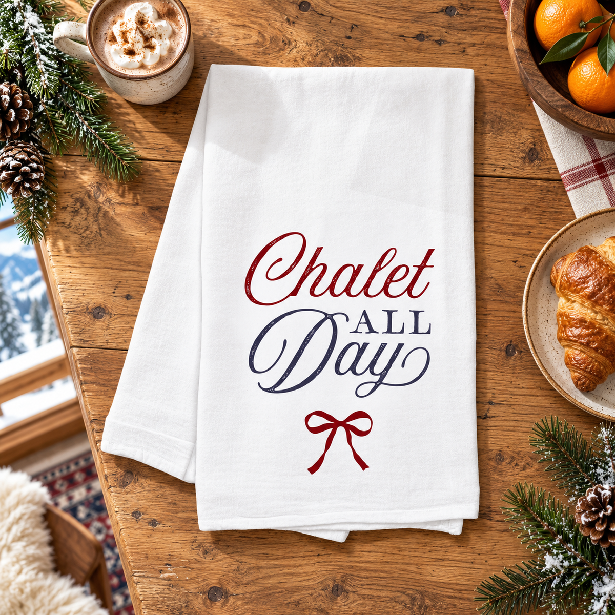 Cotton Tea Towel White-Chalet Girl