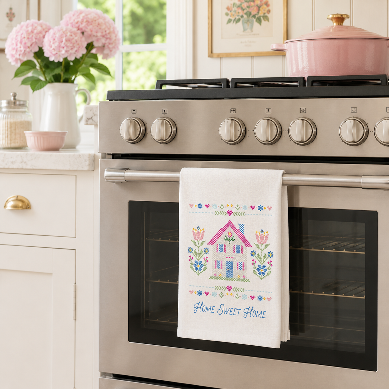 Cotton Tea Towel White-Summer Cottage