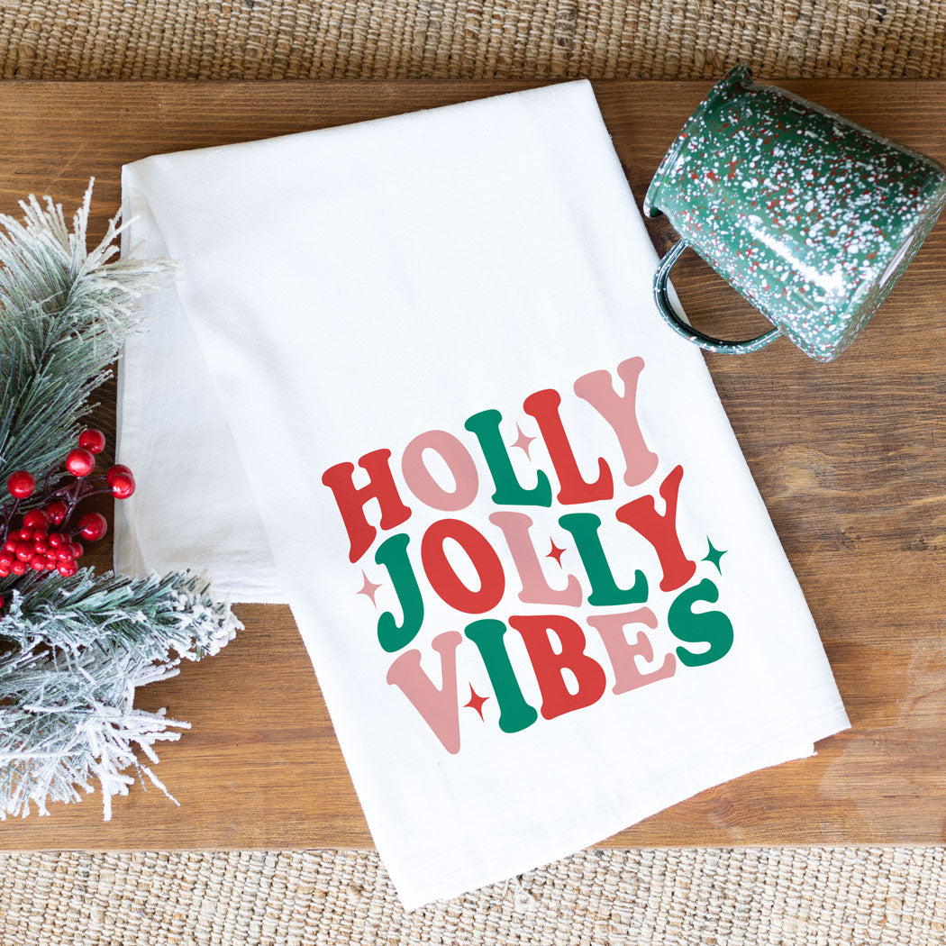 Cotton Tea Towel - Holly Jolly Vibes
