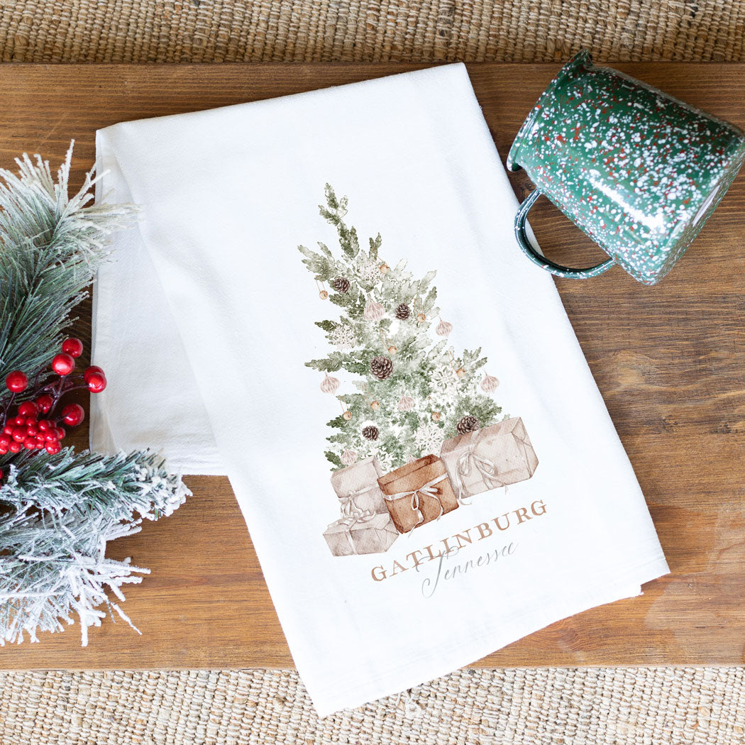Cotton Tea Towel - Crystal Cottage Tree Love+Local