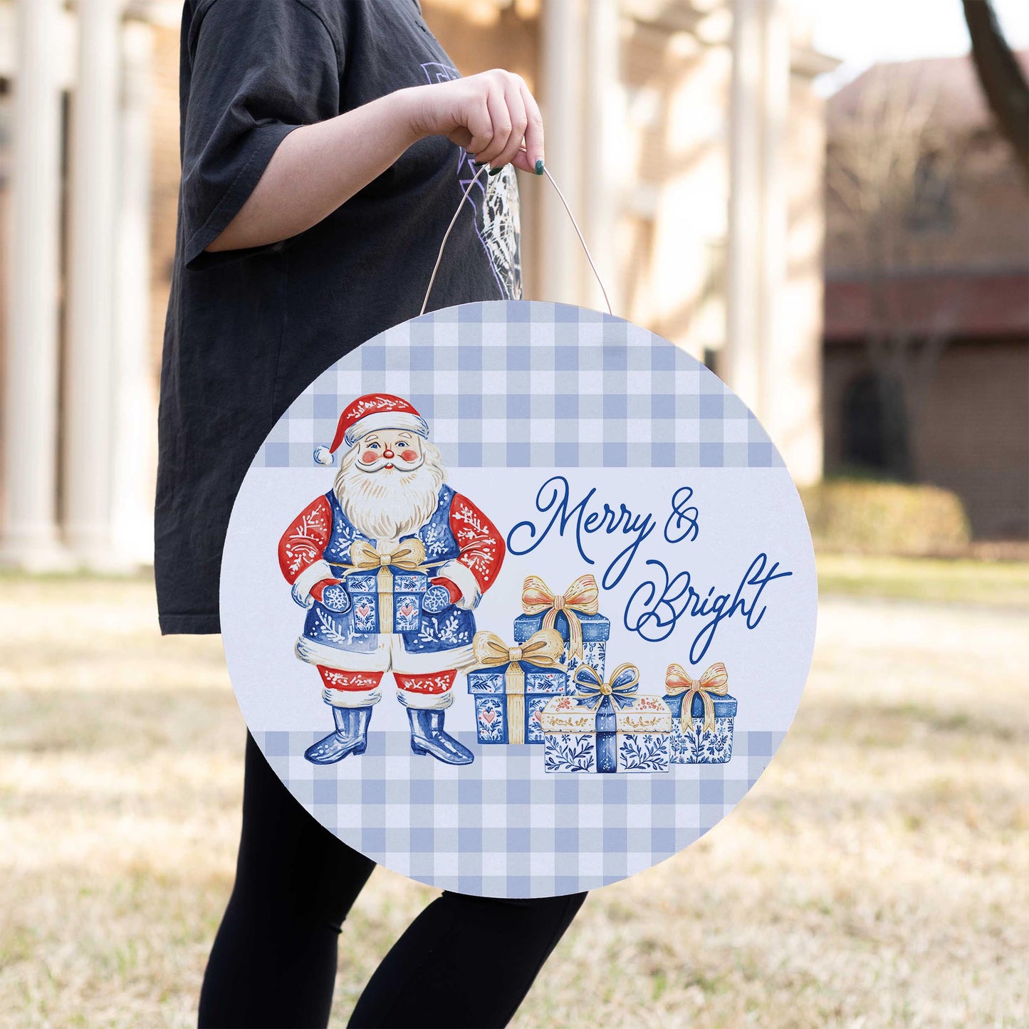 20" Door Hanger-Blue Noel - A Grand Millennial Christmas -2