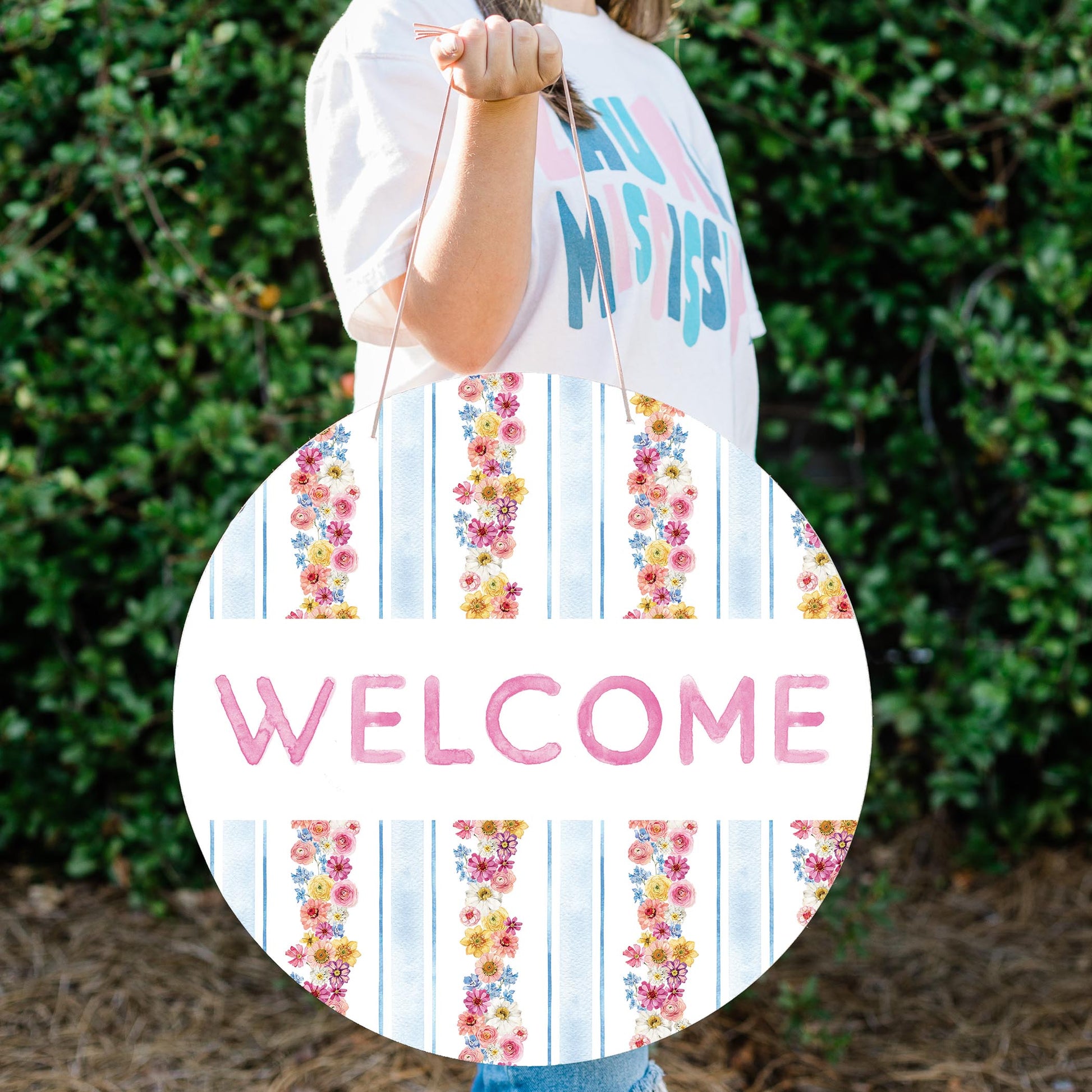 20" Door Hanger-Fantasy Garden Welcome -1