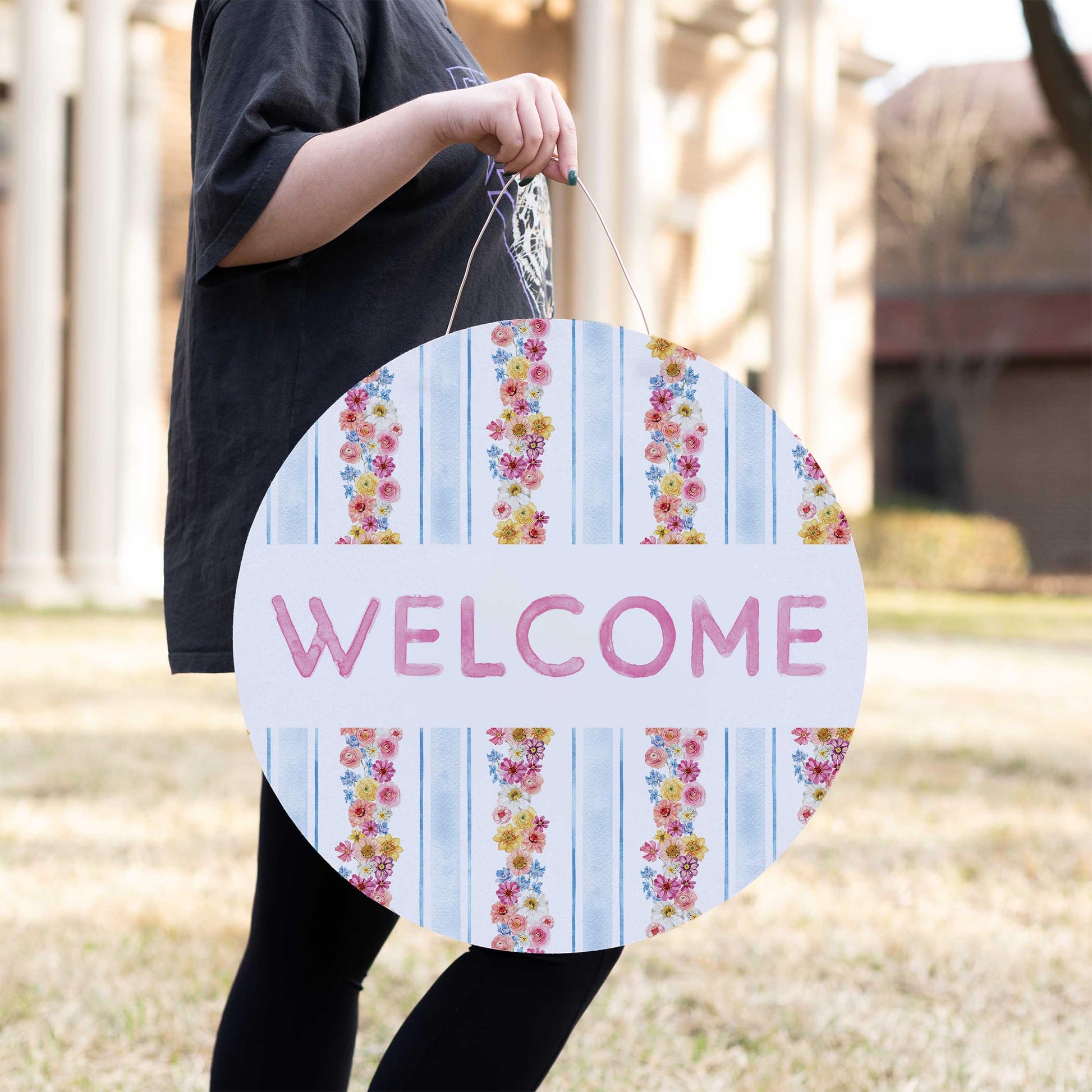 20" Door Hanger-Fantasy Garden Welcome -2