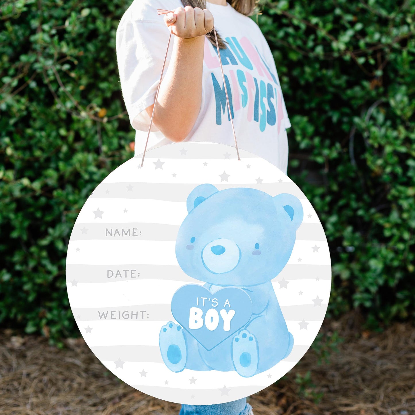 20" Door Hanger-It's A Boy Baby Announcement