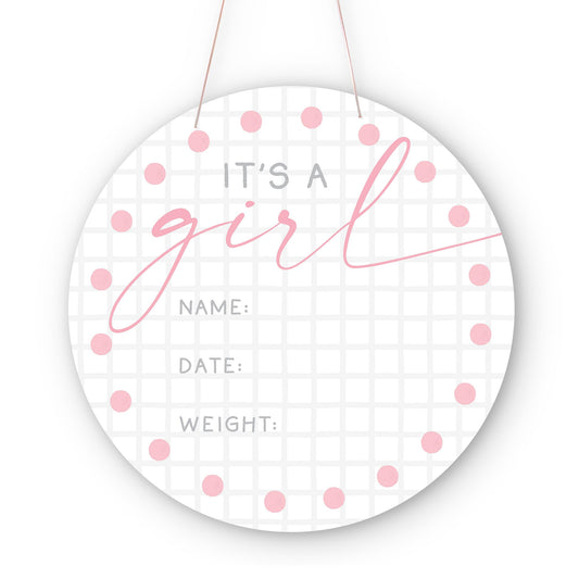 20" Door Hanger-It's A Girl Baby Announcement