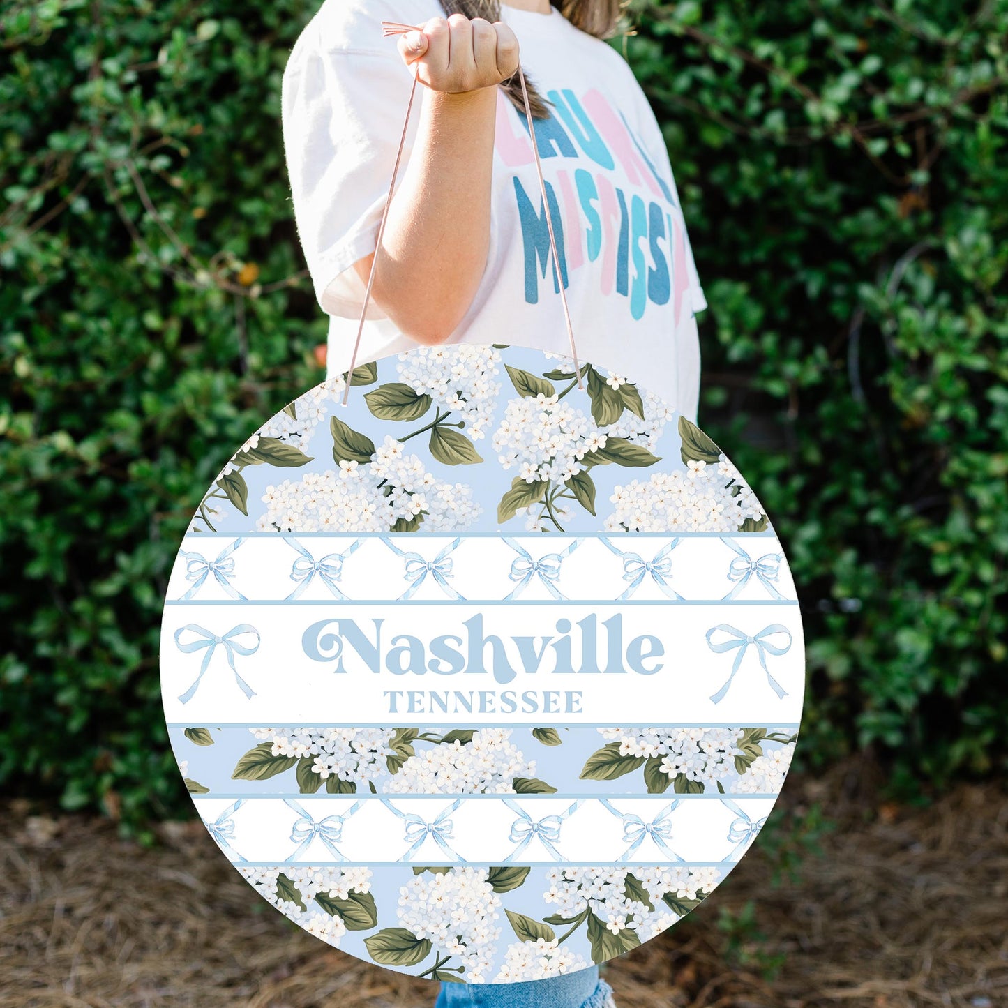 20" Door Hanger-Love+Local Hydrangea Cottage -1