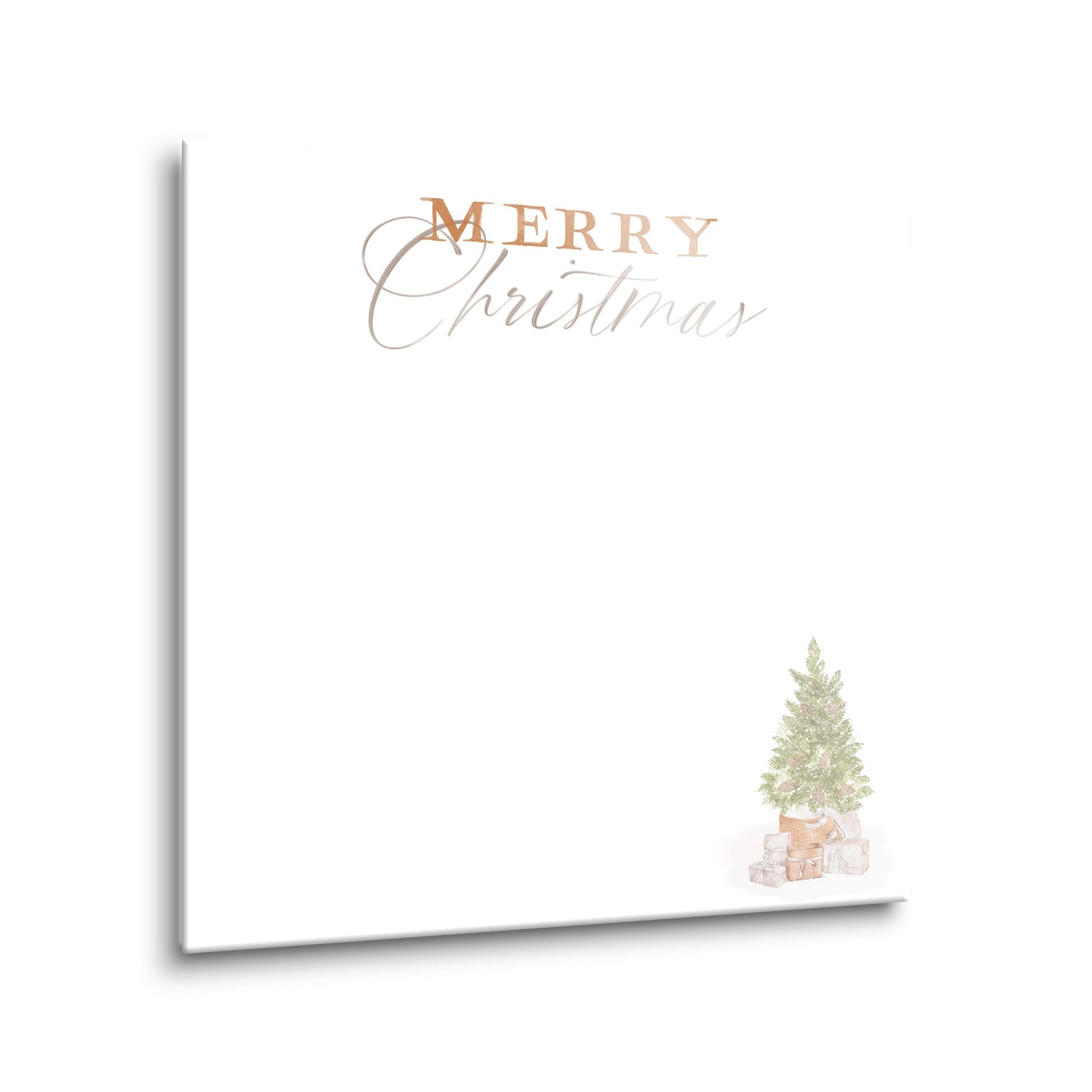 8x8 Glass Dry Erase-Cottage Tree Merry Christmas