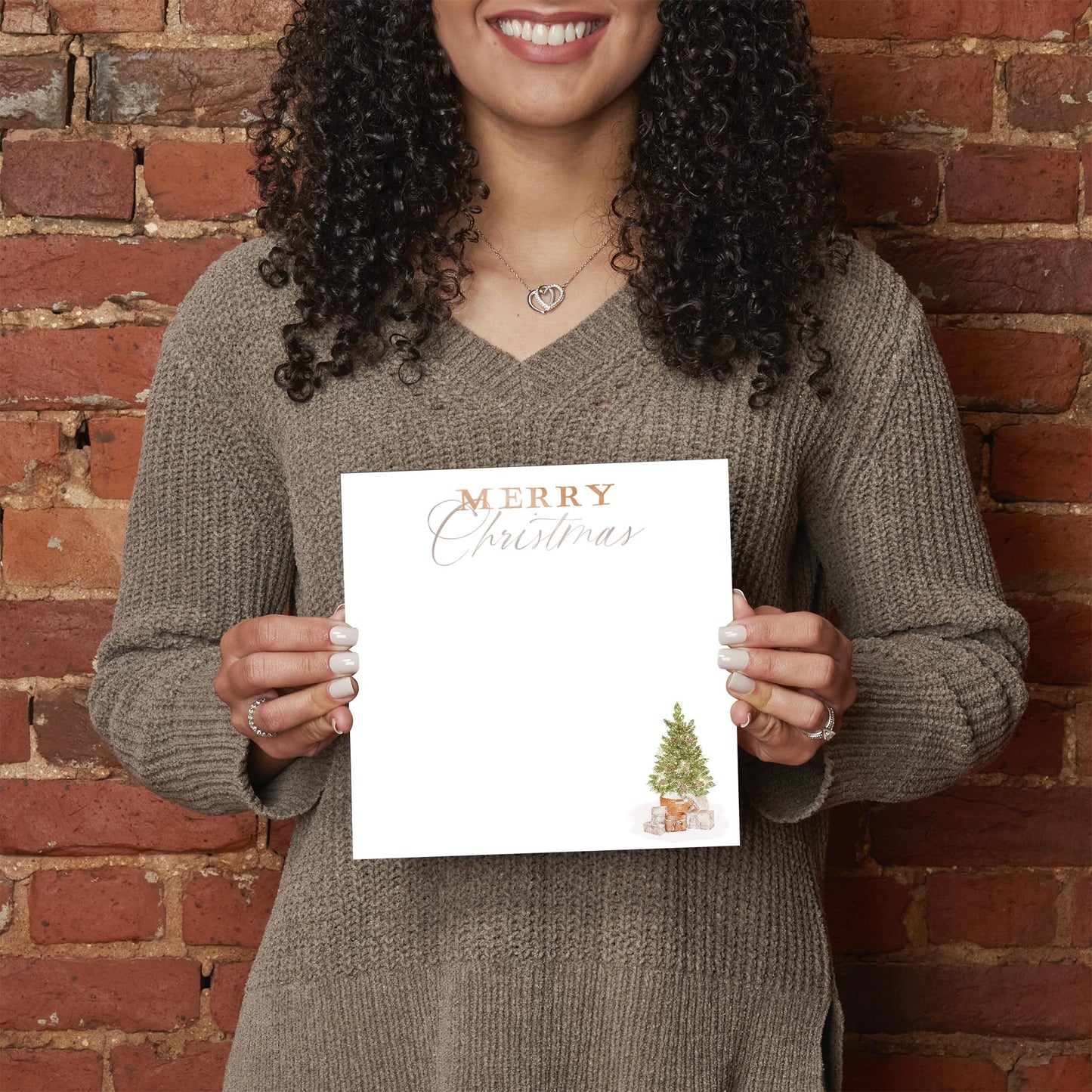 8x8 Glass Dry Erase-Cottage Tree Merry Christmas
