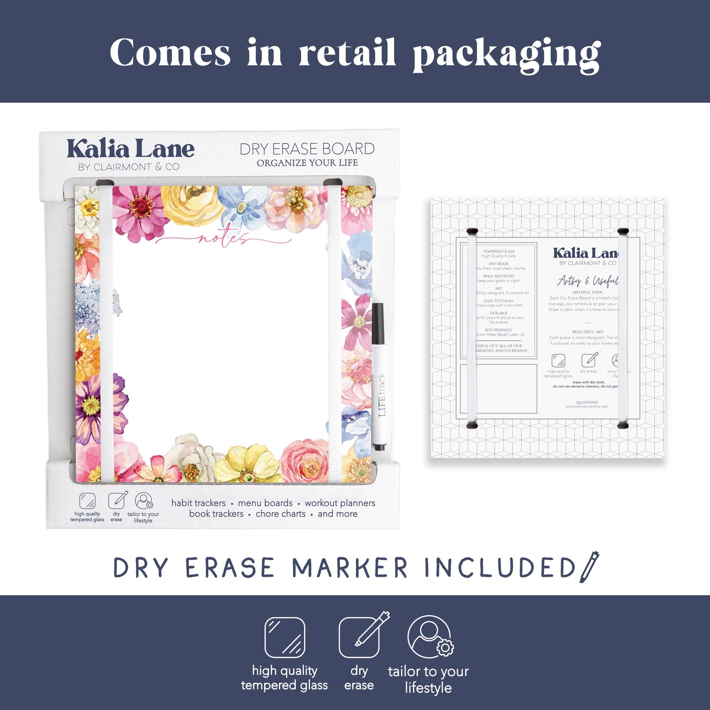 8x8 Glass Dry Erase-Fantasy Garden Notes -3