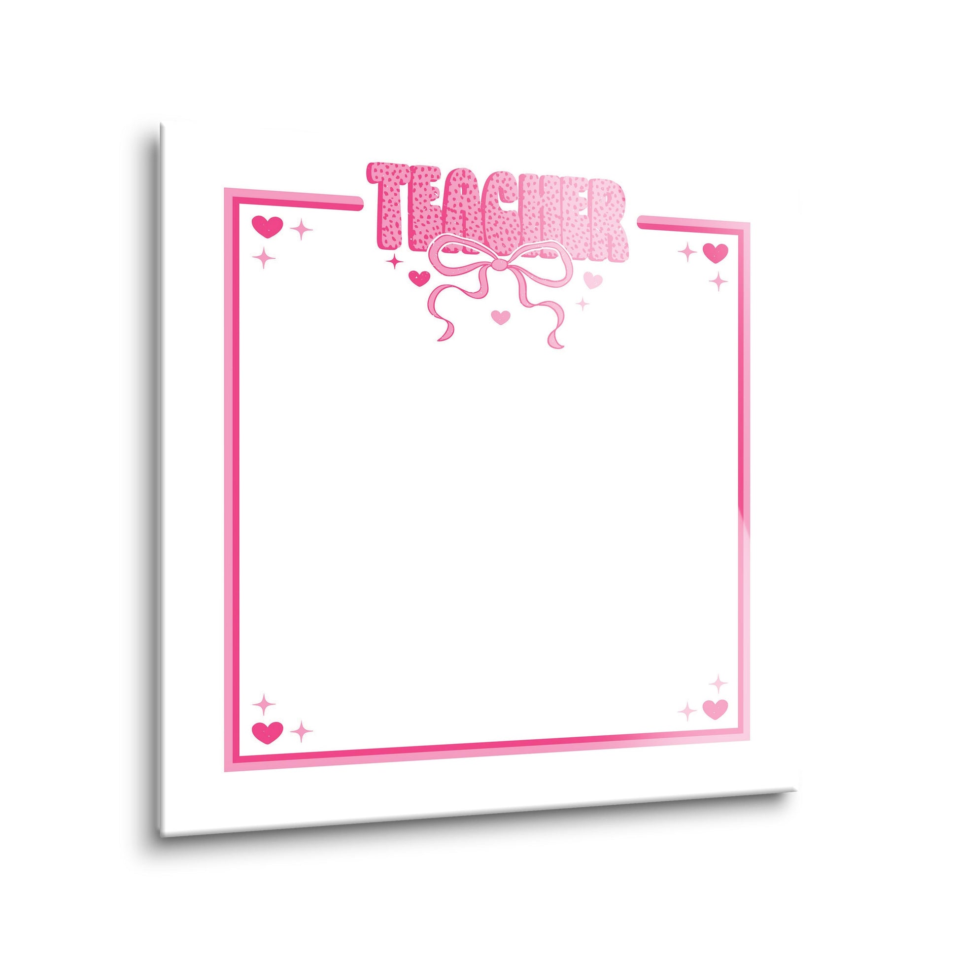 8x8 Glass Dry Erase-Classroom Coquette Teacher Hearts & Bow Notes -1