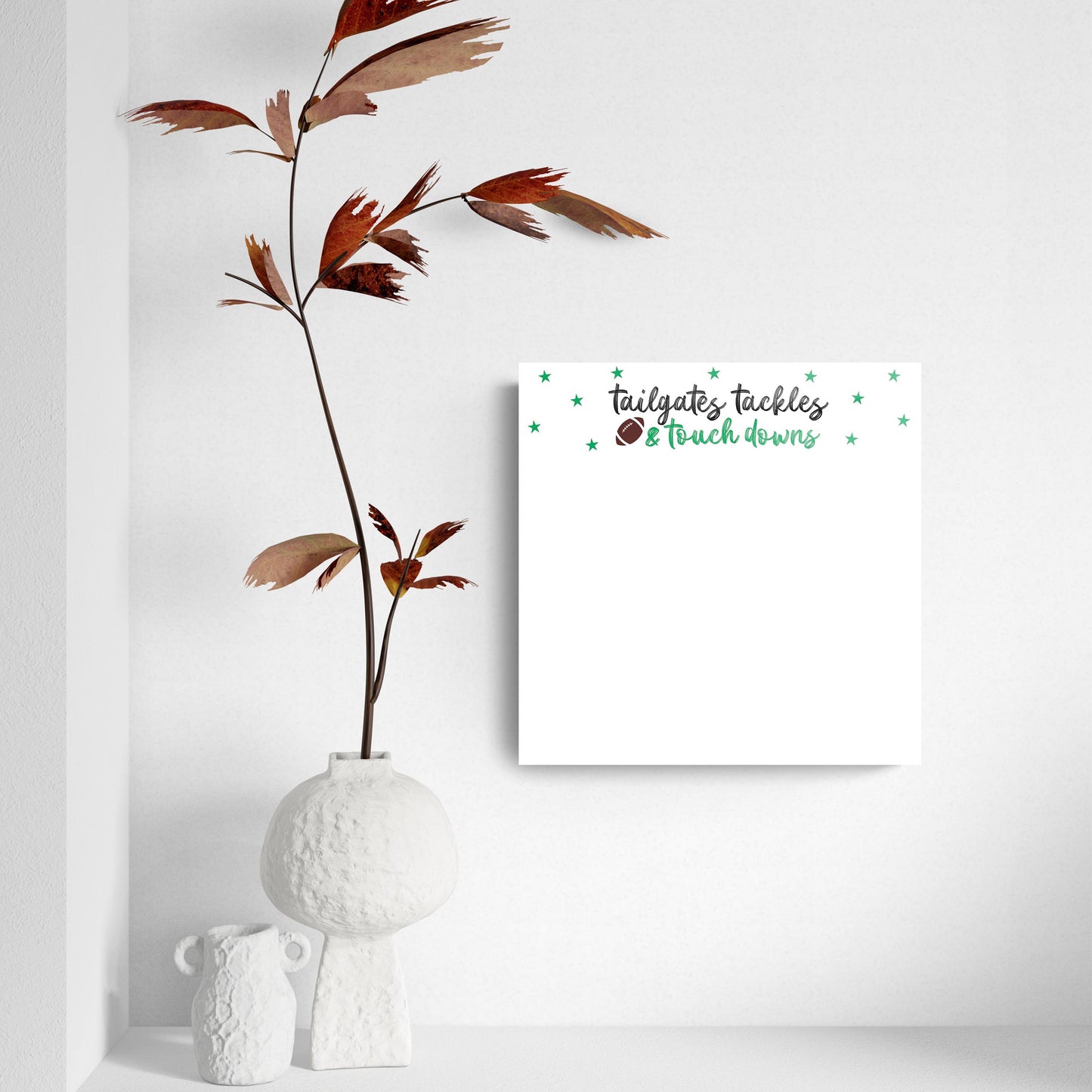 8x8 Glass Dry Erase-Tailgates Tackles & Touchdowns Stars