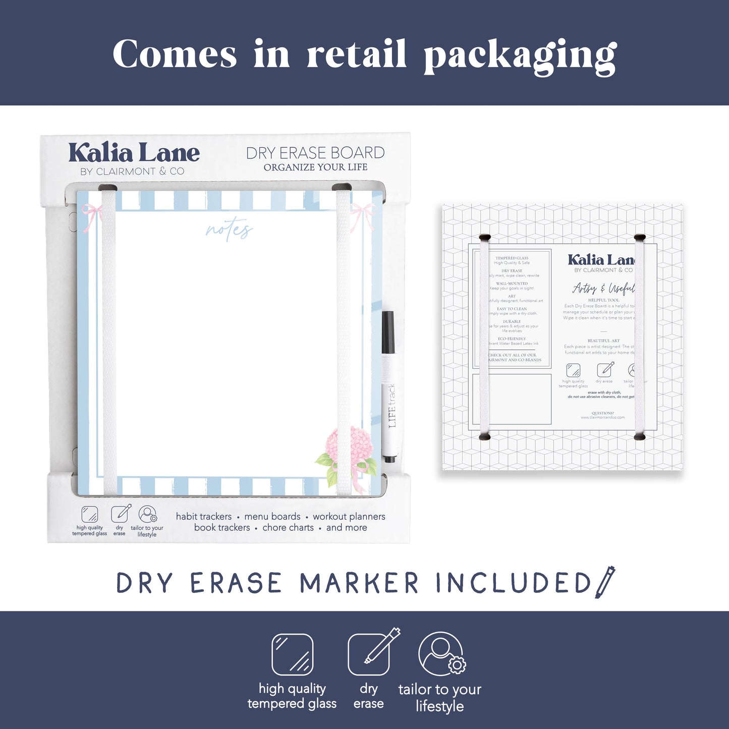 8x8 Glass Dry Erase-Hydrangea Cottage -3