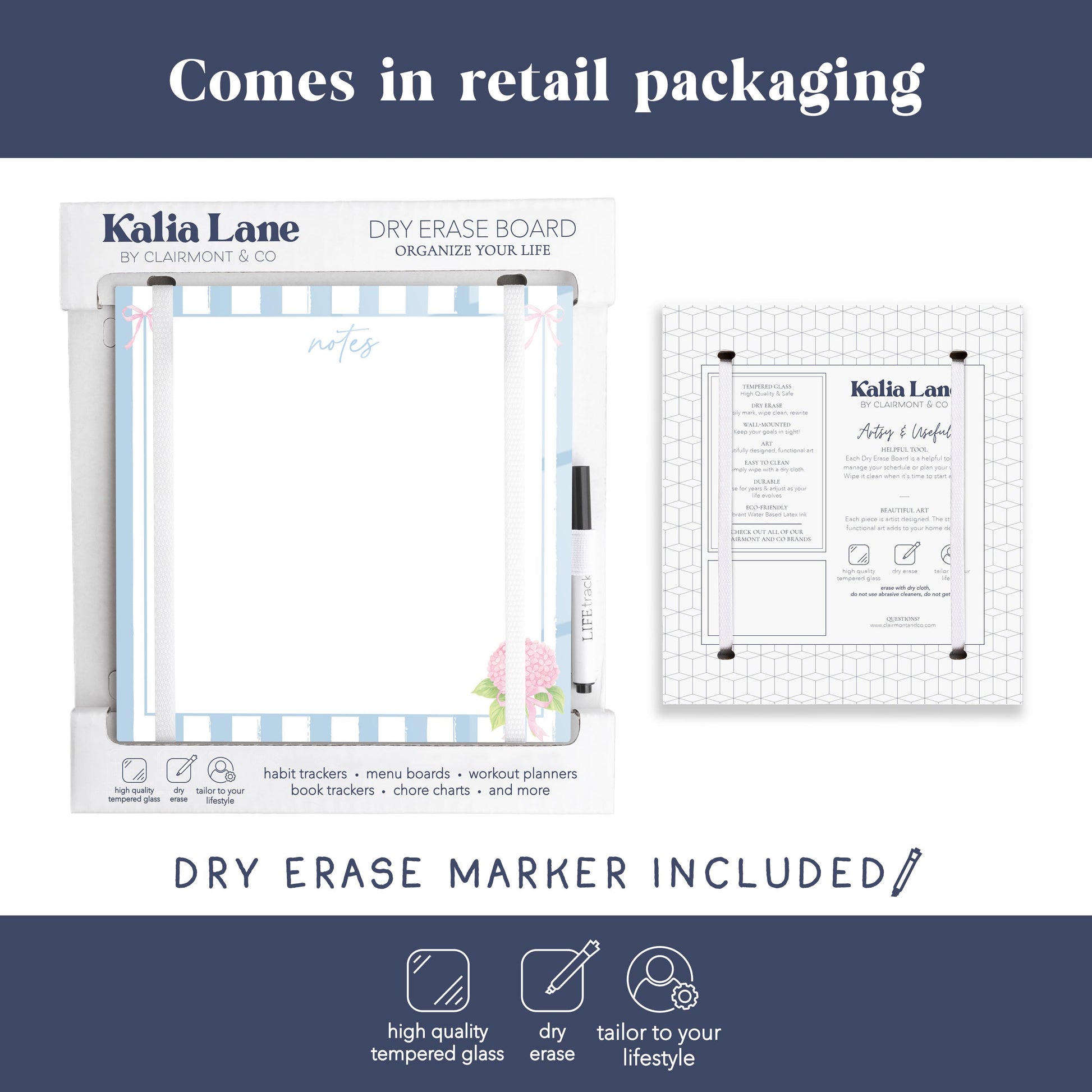 8x8 Glass Dry Erase-Hydrangea Cottage -3