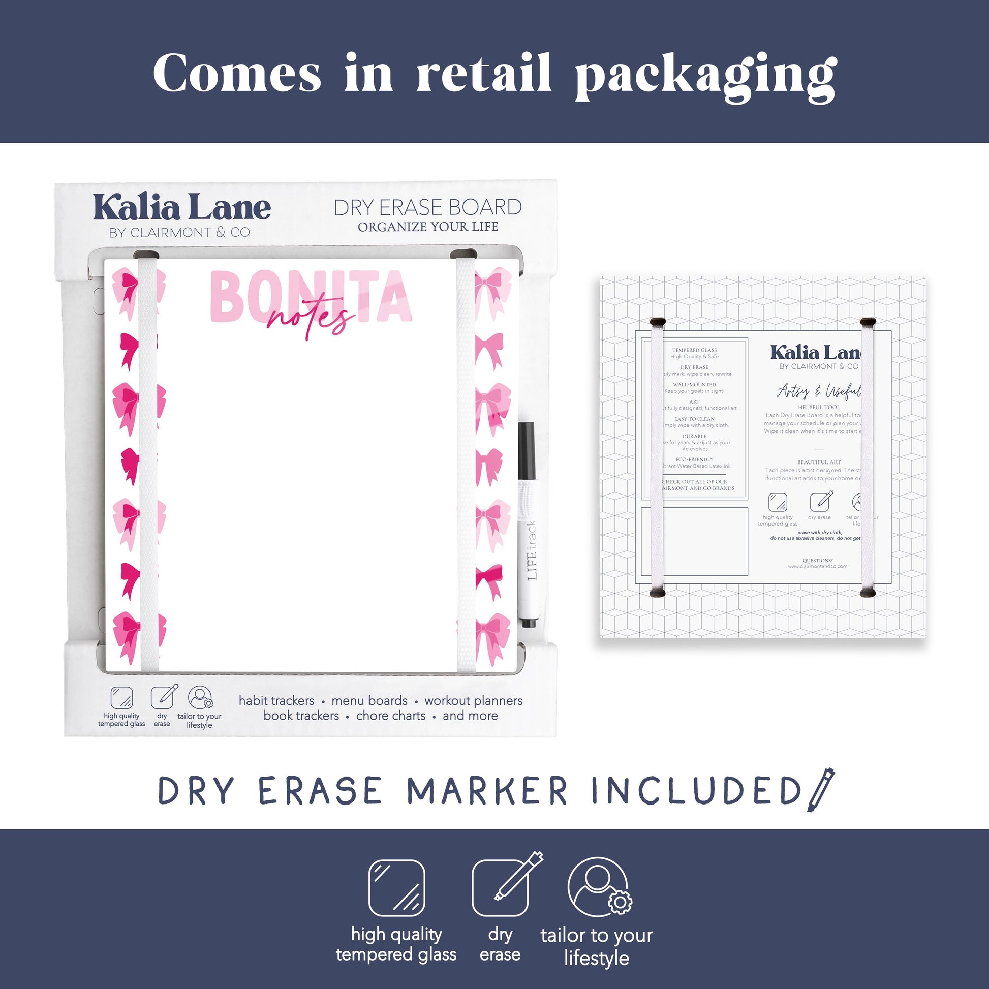 8x8 Glass Dry Erase-Bonita Bows -3