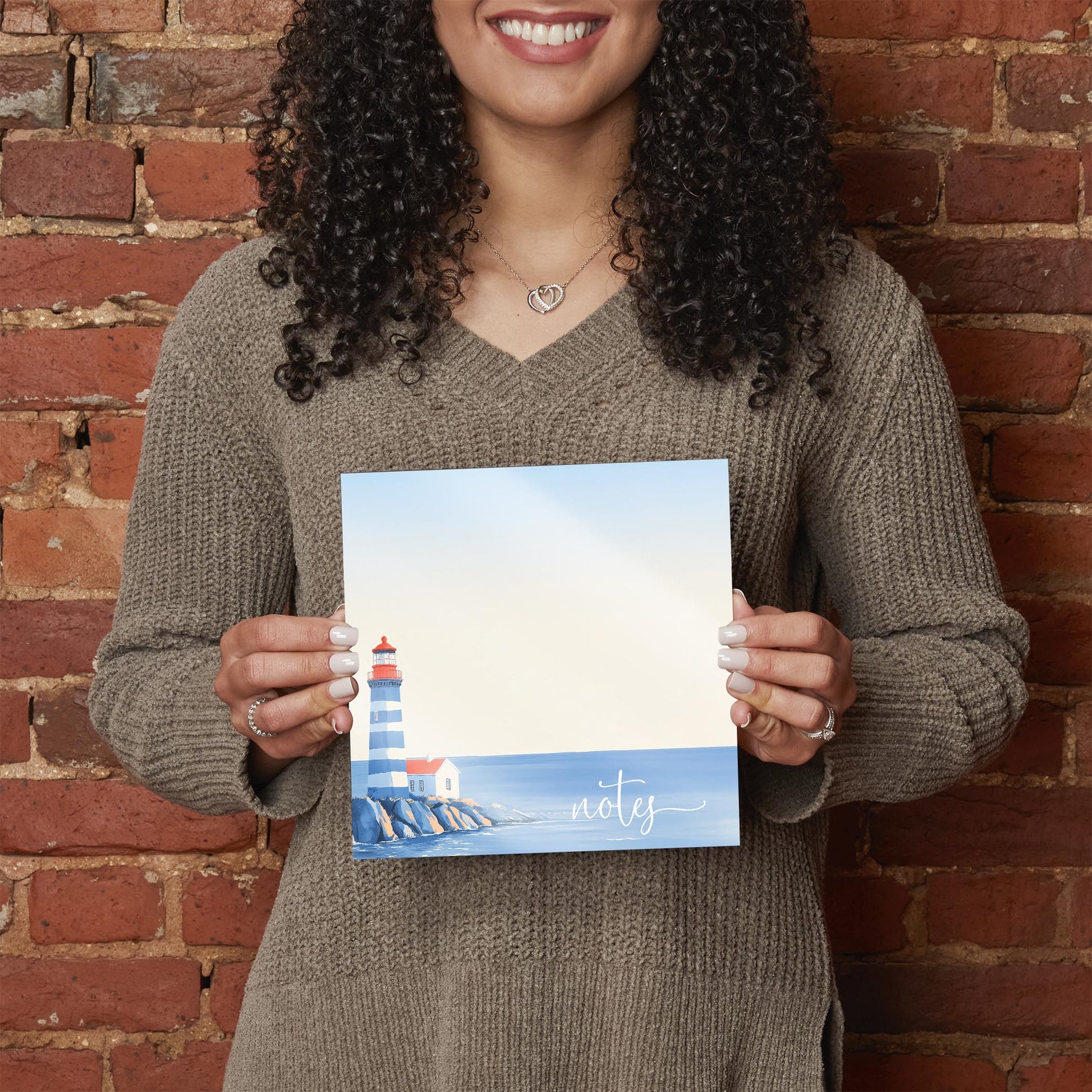 8x8 Glass Dry Erase-New England Tides Lighthouse Notes -2