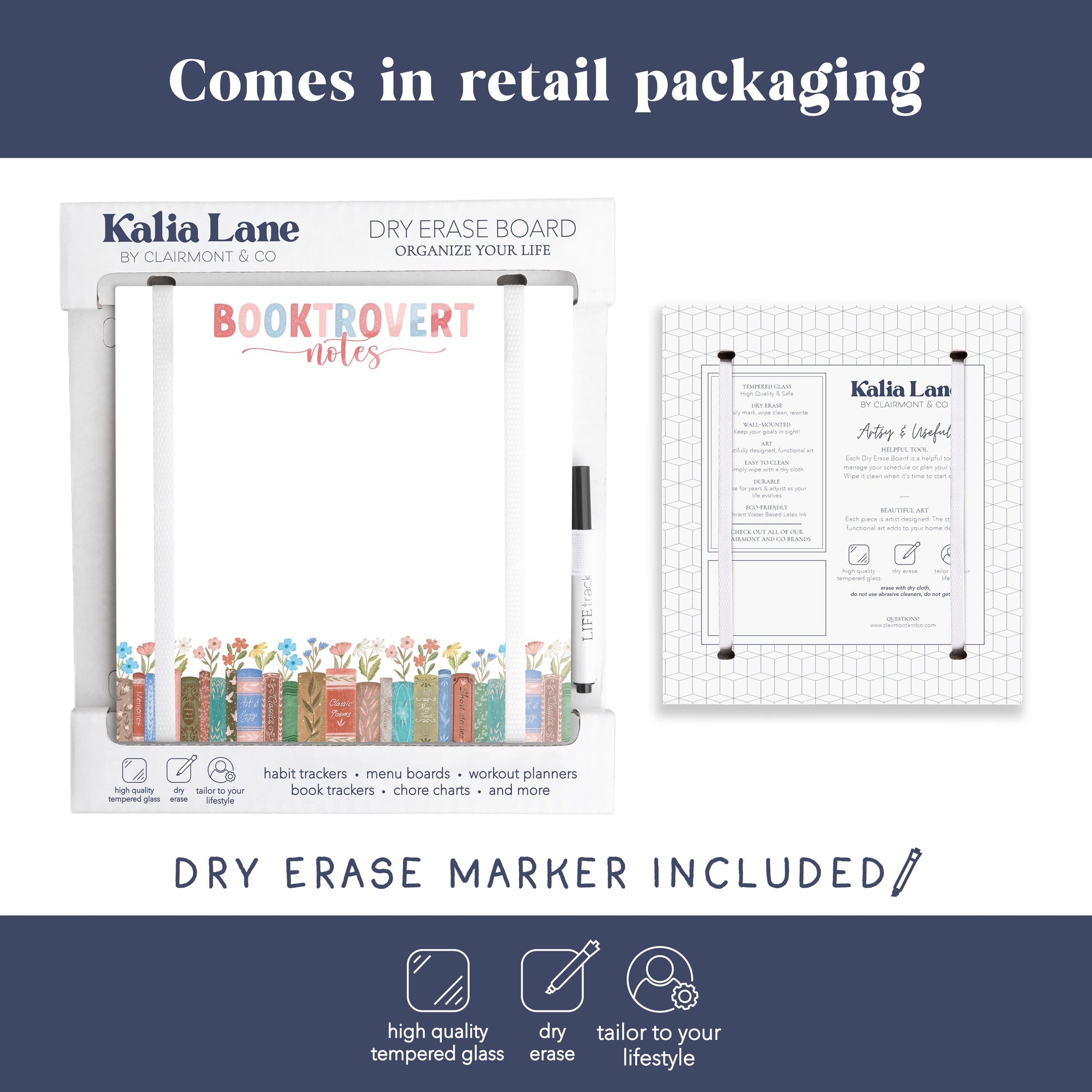 8x8 Glass Dry Erase-Pretty Little Chapters Booktrovert Notes -3