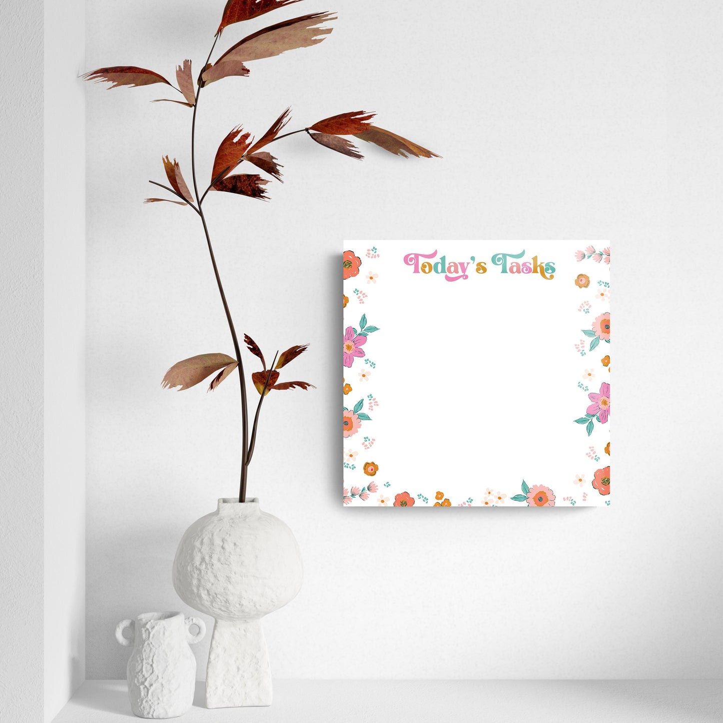 8x8 Glass Dry Erase-Kalia Floral Today's Tasks