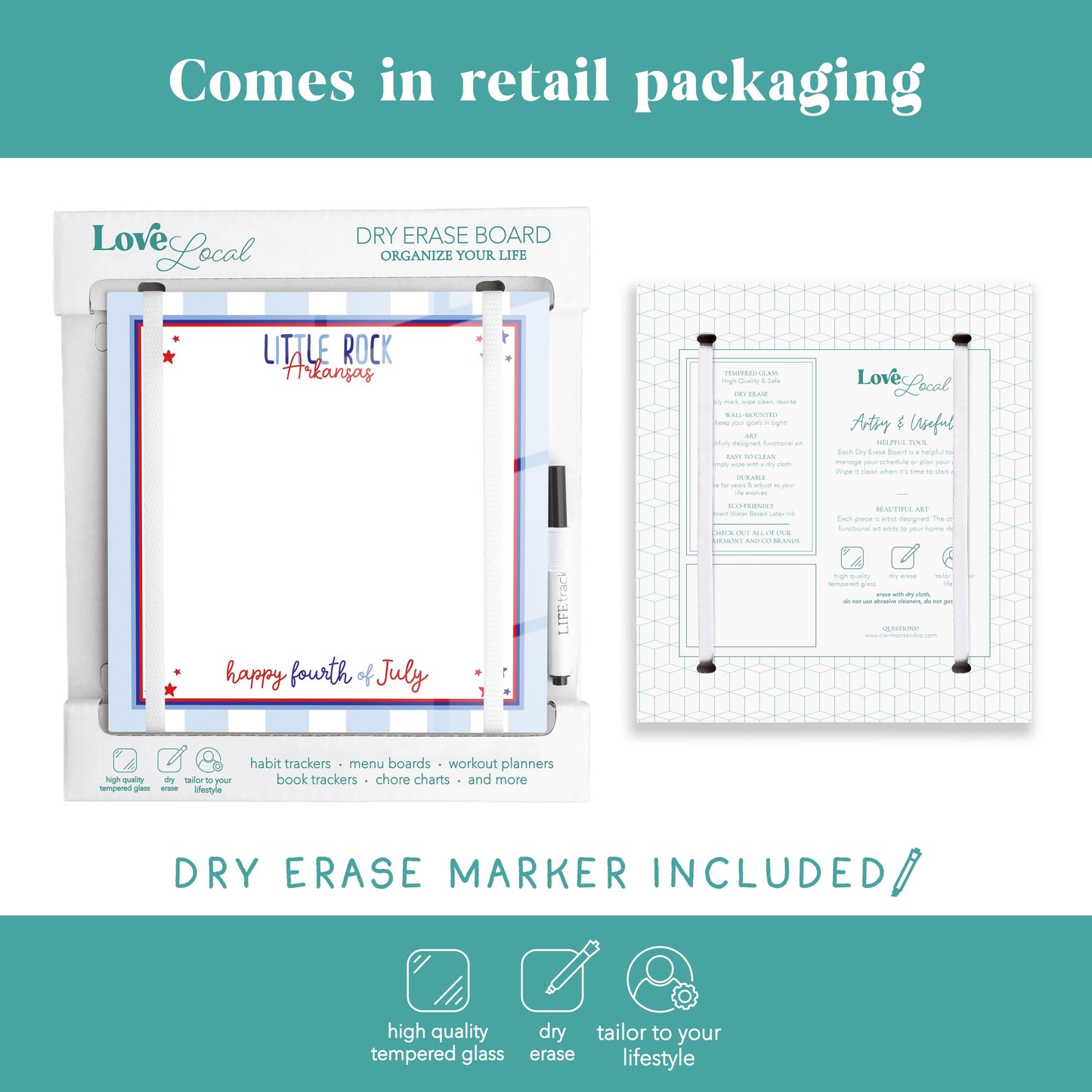 8x8 Glass Dry Erase-Love+Local 4th of July 250th Anniversary -5