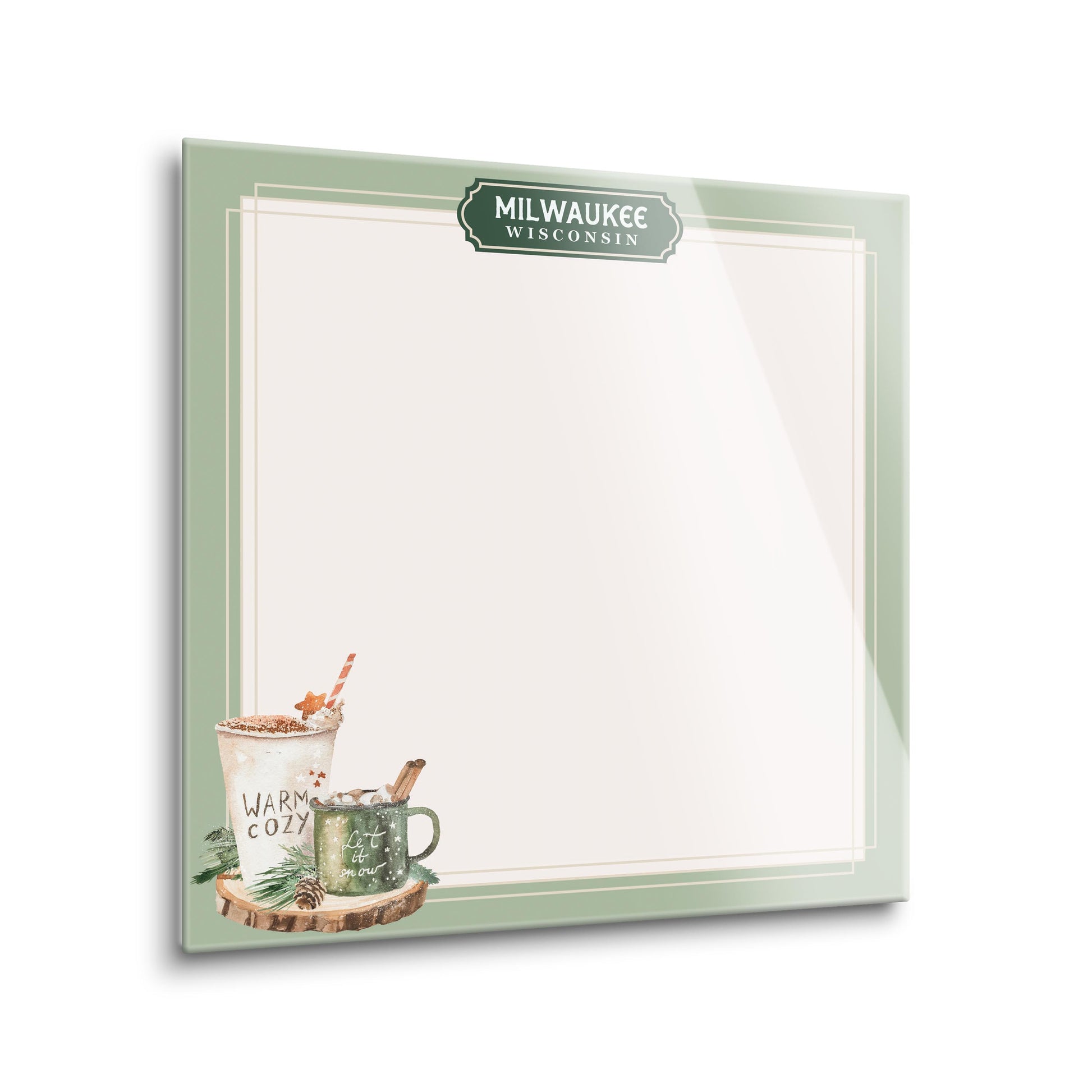 8x8 Glass Dry Erase-Love+Local Woodland -1