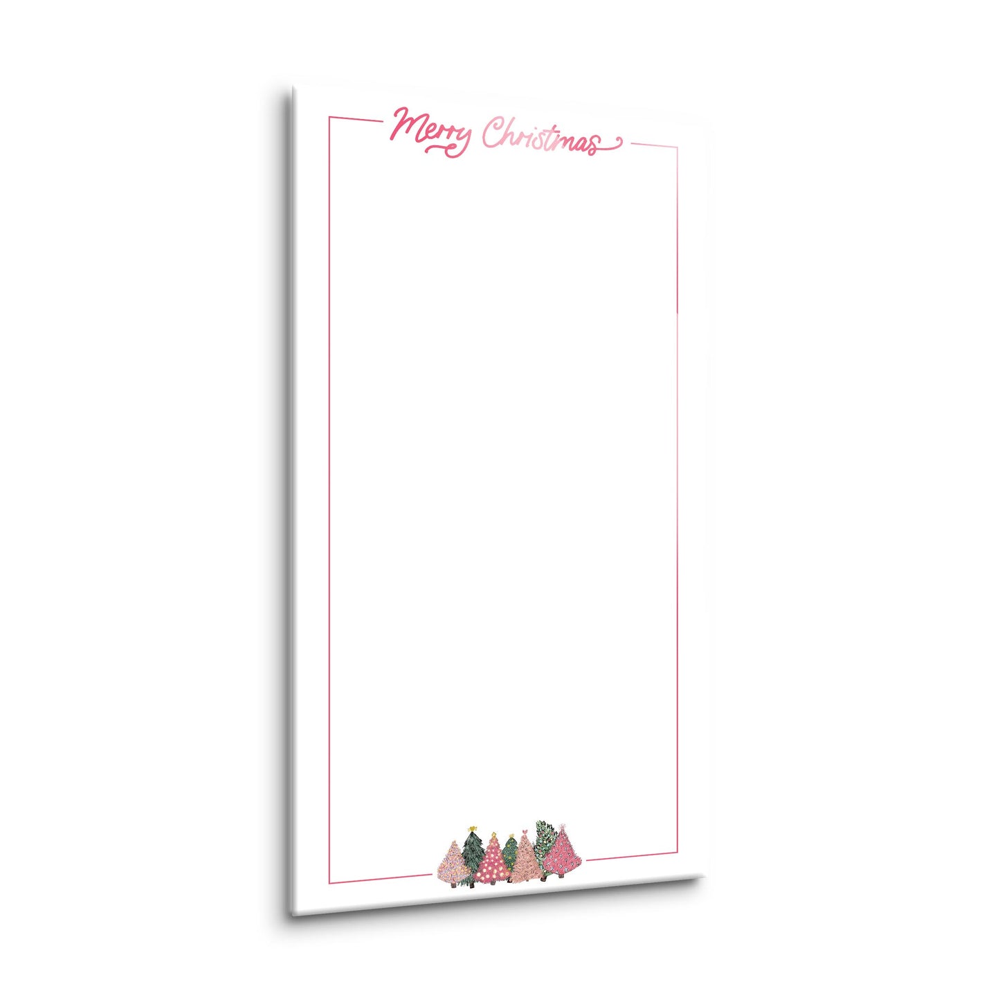 8x16 Glass Dry Erase-Pink Trees Merry Christmas Notes