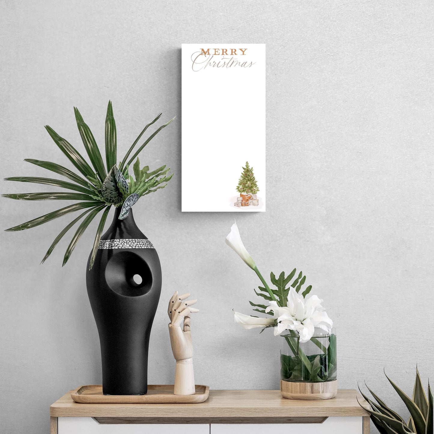 8x16 Glass Dry Erase-Cottage Tree Merry Christmas