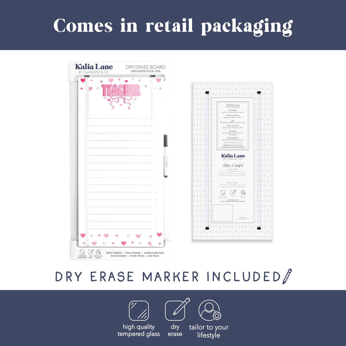 8x16 Glass Dry Erase-Classroom Coquette Teacher Hearts & Bow Notes -3