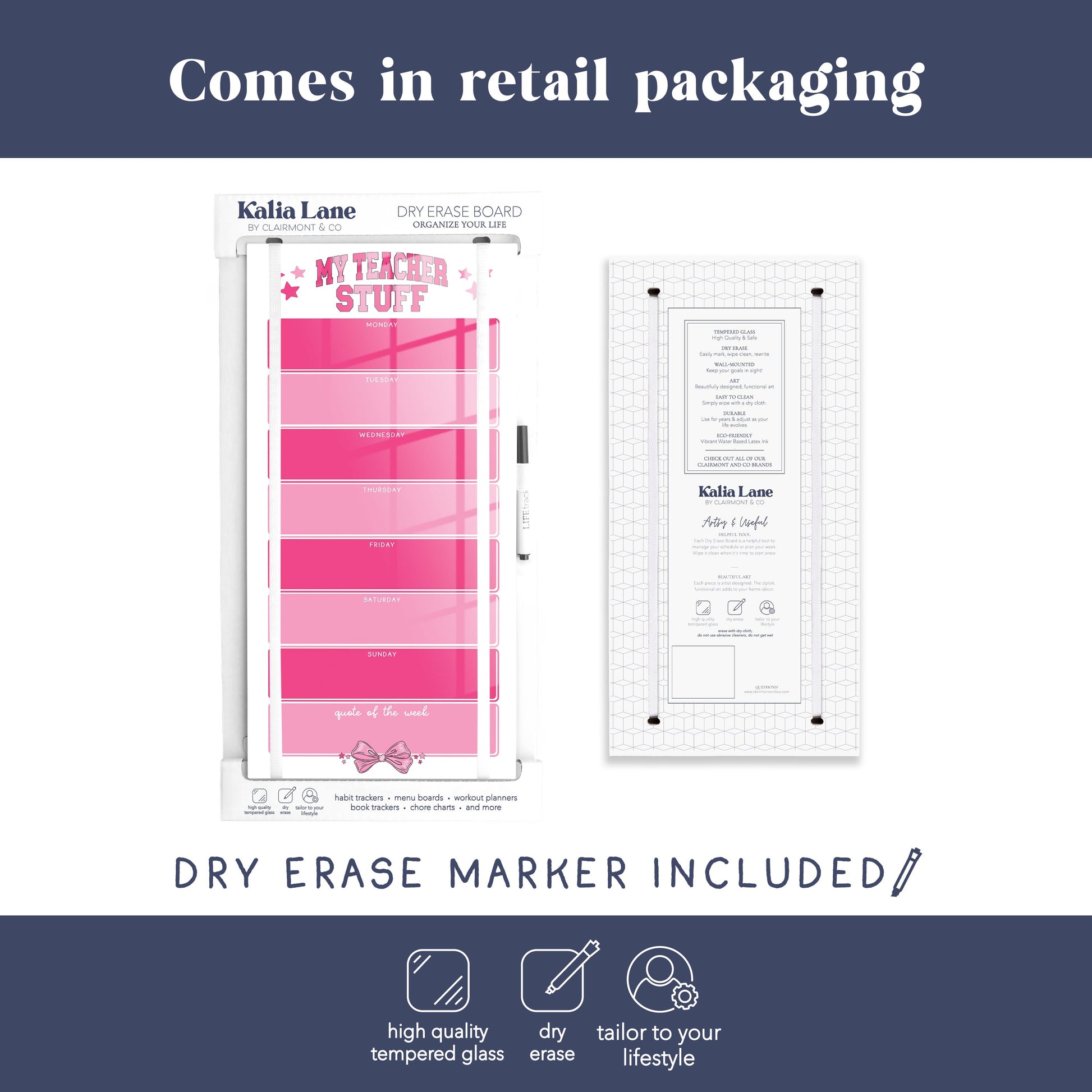 8x16 Glass Dry Erase-Classroom Coquette My Teacher Stuff Weekly Planner -3