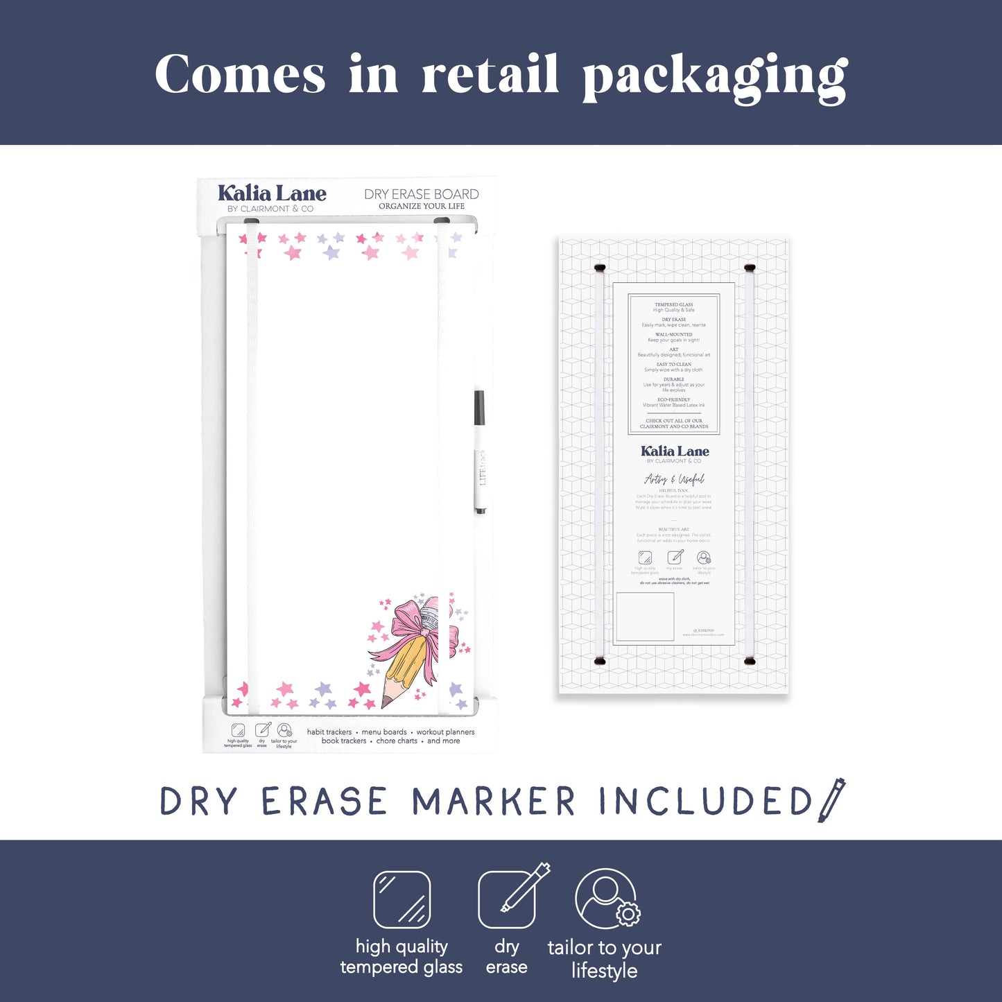 8x16 Glass Dry Erase-Classroom Coquette Pencil Stars Notes -3